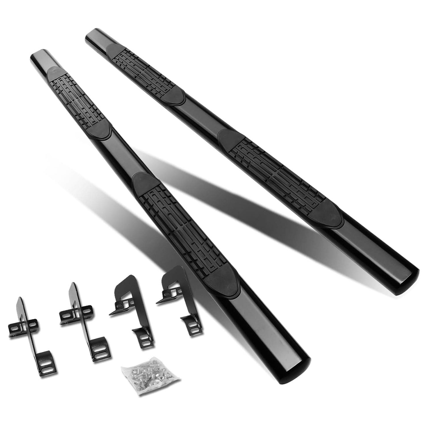 04-14 Ford F-150 Super Cab 4" Oval Straight Nerf Bars - Black