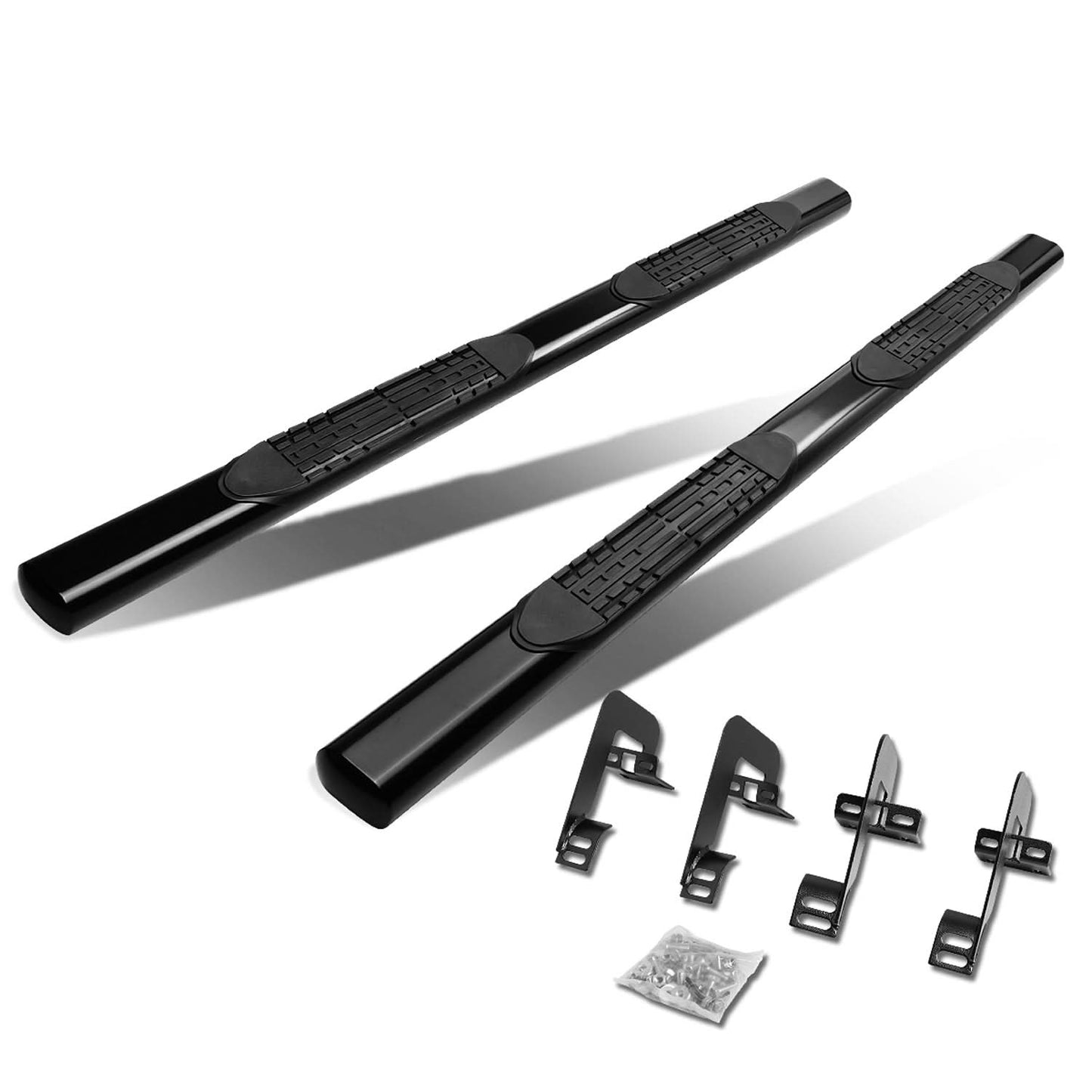 04-14 Ford F-150 Super Cab 4" Oval Straight Nerf Bars - Black