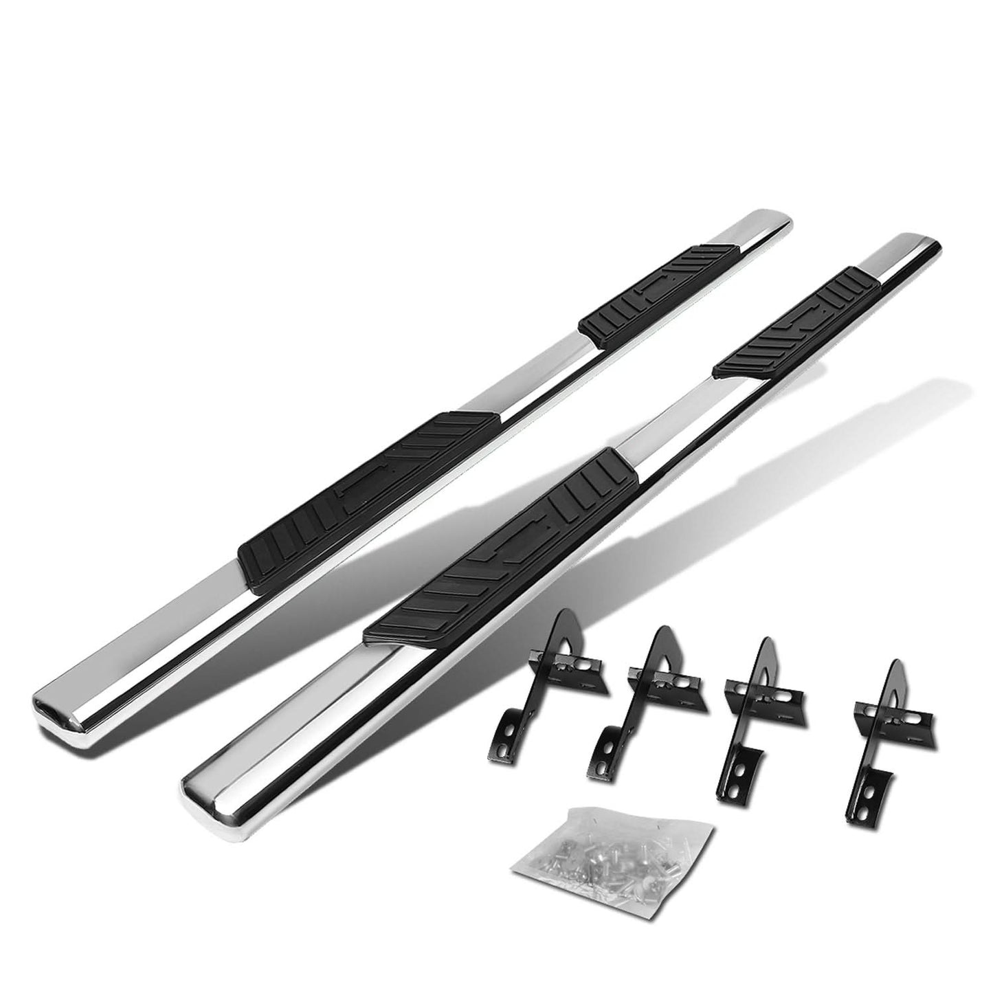 04-08 Ford F-150 SuperCab 5" Oval Straight Nerf Bars Silver