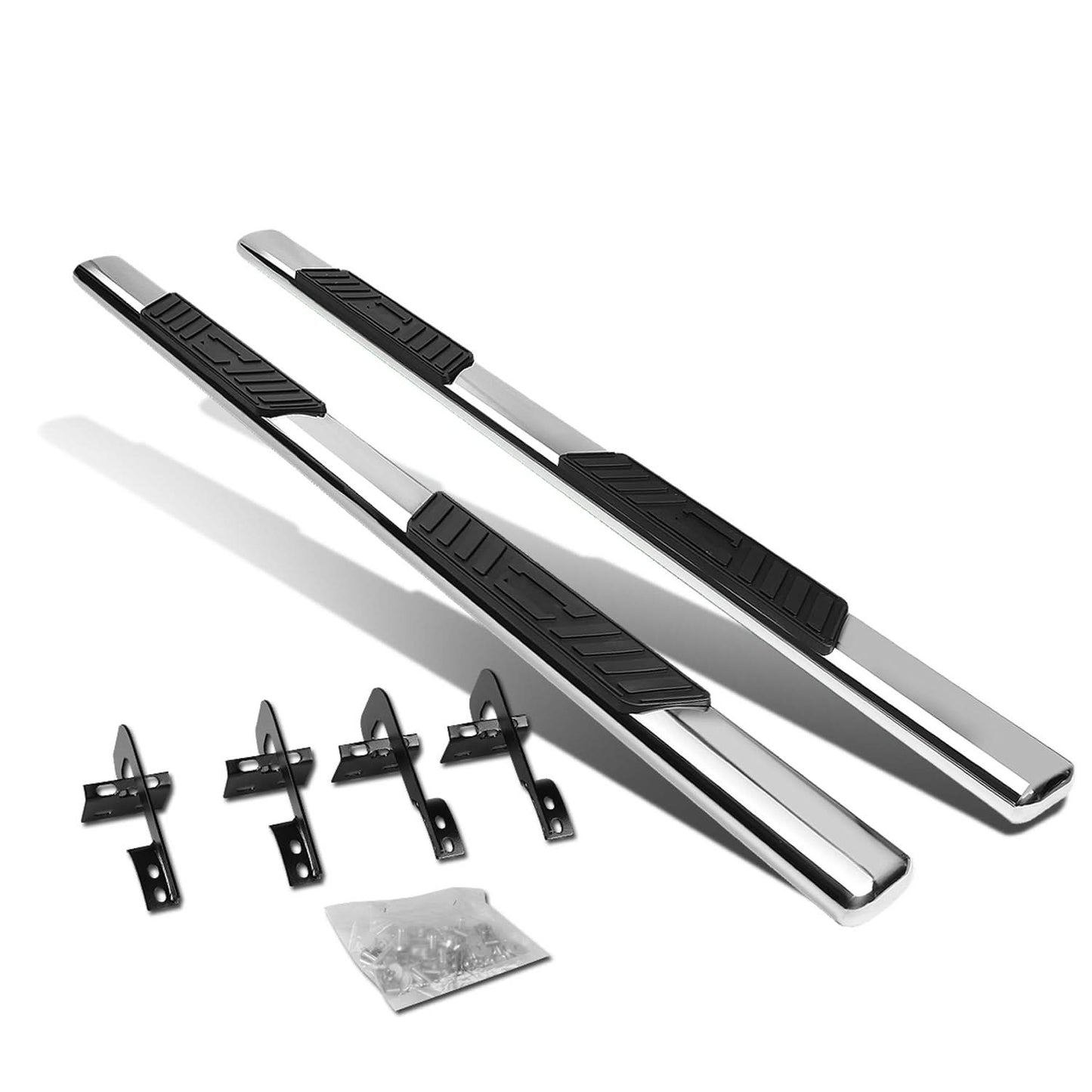 04-08 Ford F-150 SuperCab 5" Oval Straight Nerf Bars Silver