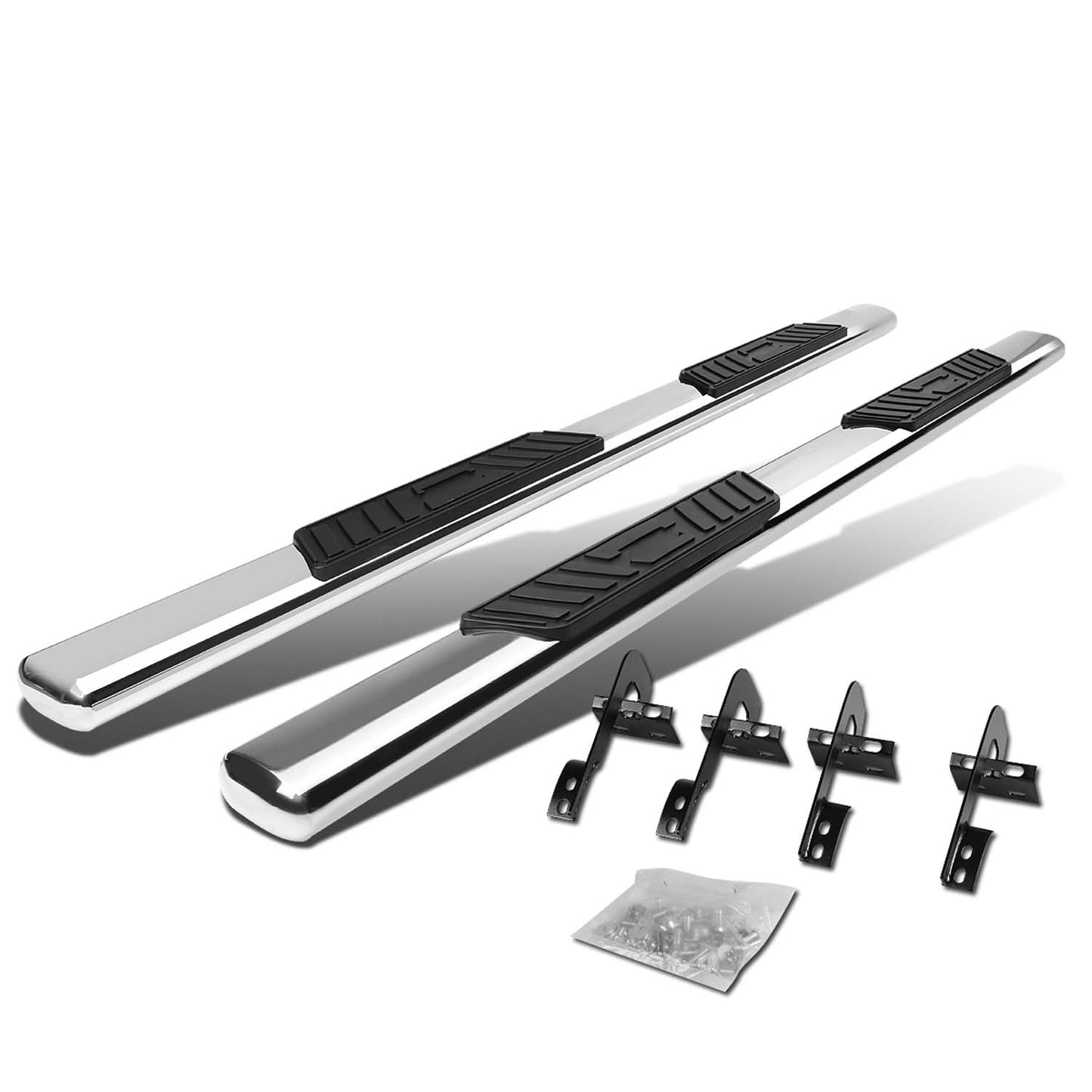 04-08 Ford F-150 SuperCab 5" Oval Straight Nerf Bars Silver