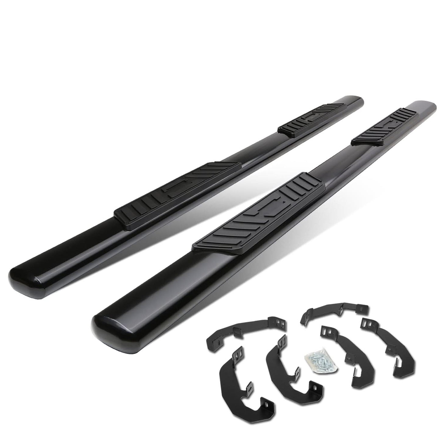 2019-2020 Chevrolet Silverado Crew Cab 5" Oval Nerf Bars - Black
