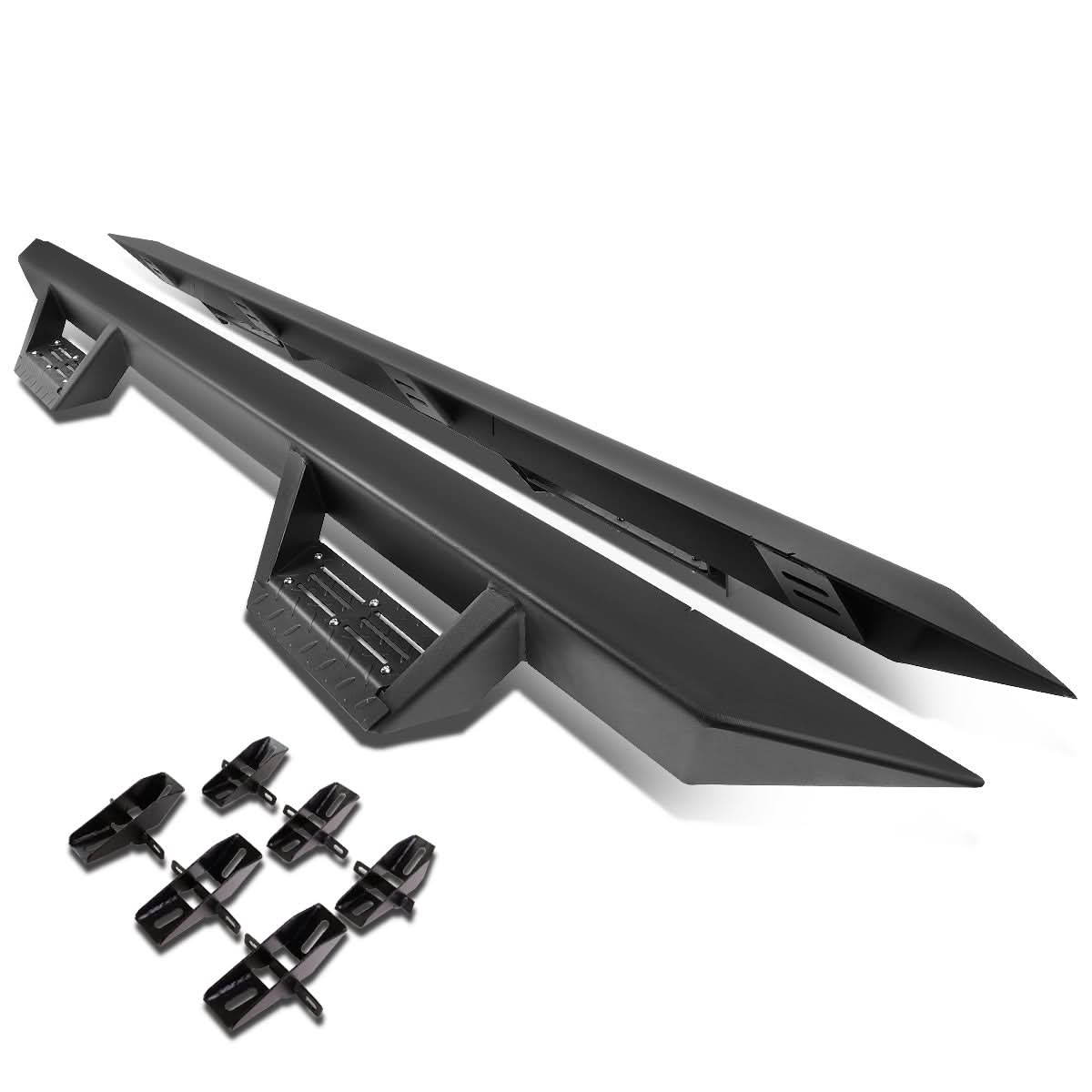 2007-2016 Jeep Wrangler 4-Door Step Down Nerf Bars - Black