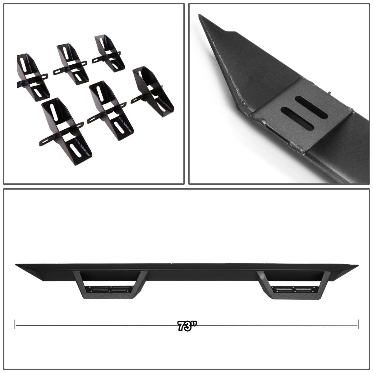 2007-2016 Jeep Wrangler 4-Door Step Down Nerf Bars - Black