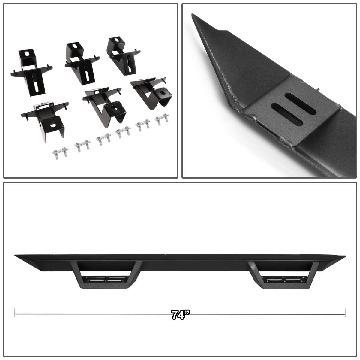 2018-2019 Jeep Wrangler JL 4-Door Step Down Nerf Bars - Black