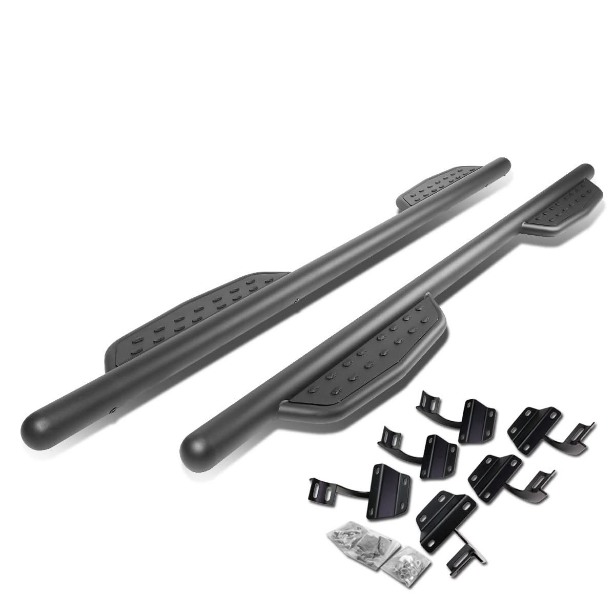 2015-2017 Ford F-150 Crew Cab 3" Round Extended Step Bars - Matte Black