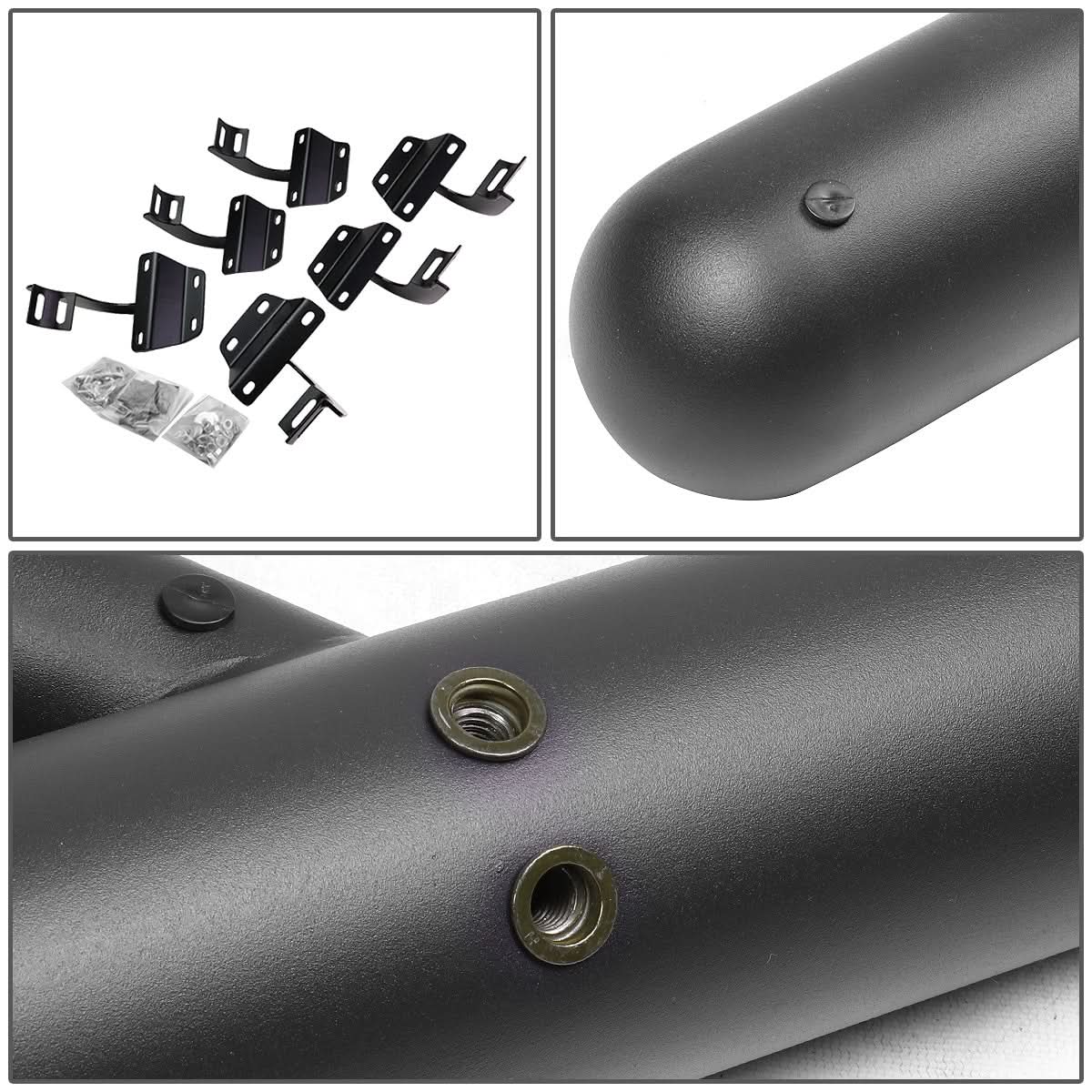 2015-2017 Ford F-150 Crew Cab 3" Round Extended Step Bars - Matte Black