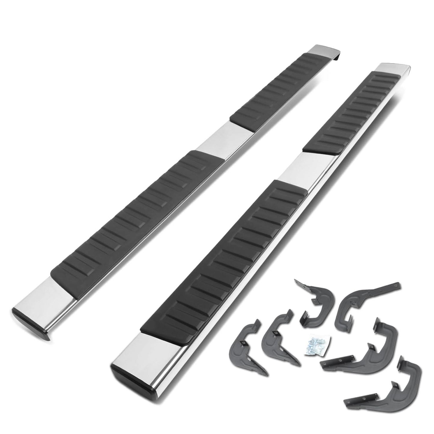 07-19 Chevrolet Silverado GMC Sierra 6" Straight Nerf Step Bar Silver
