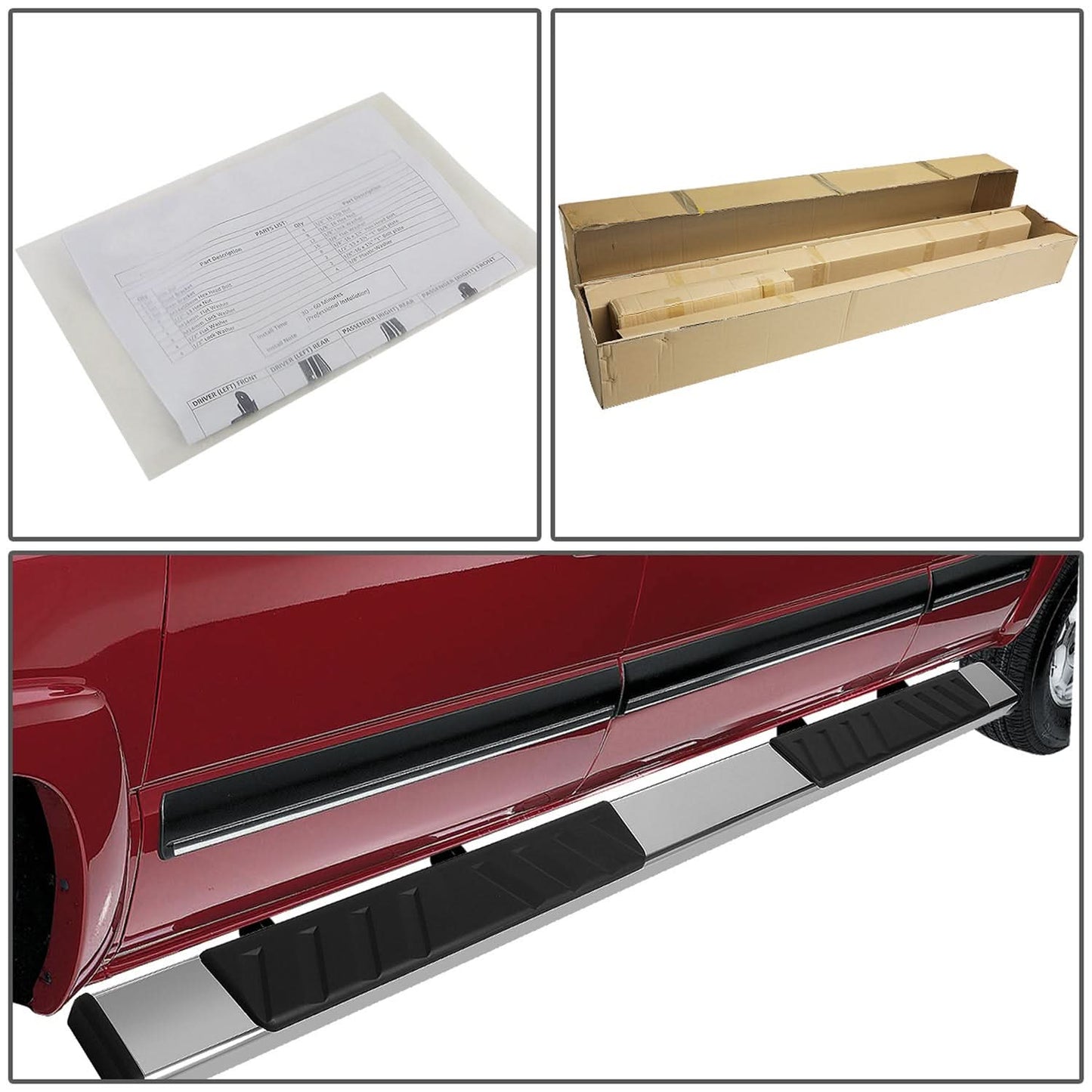07-19 Chevrolet Silverado GMC Sierra 5" Oval Nerf Step Bars Silver