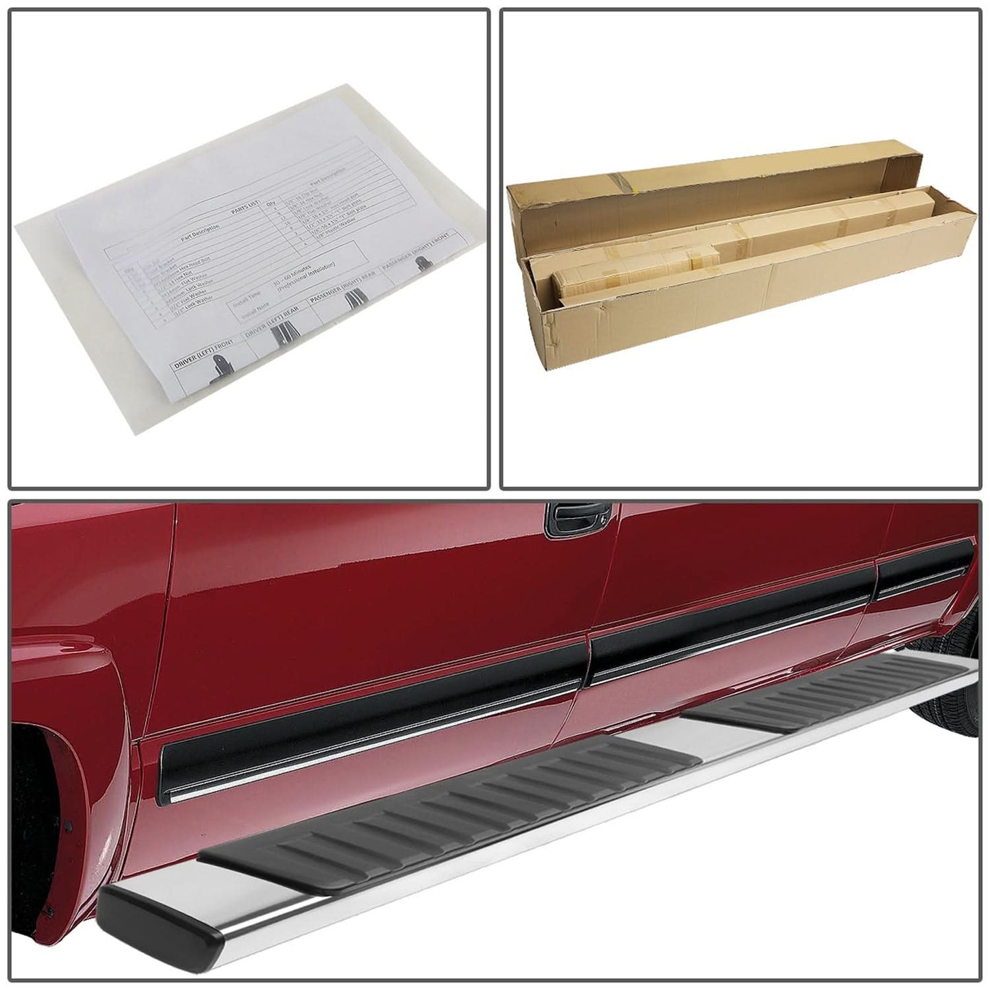 07-21 Toyota Tundra Crew Max 6 Inch Flat Board Nerf Bars Chrome/Black