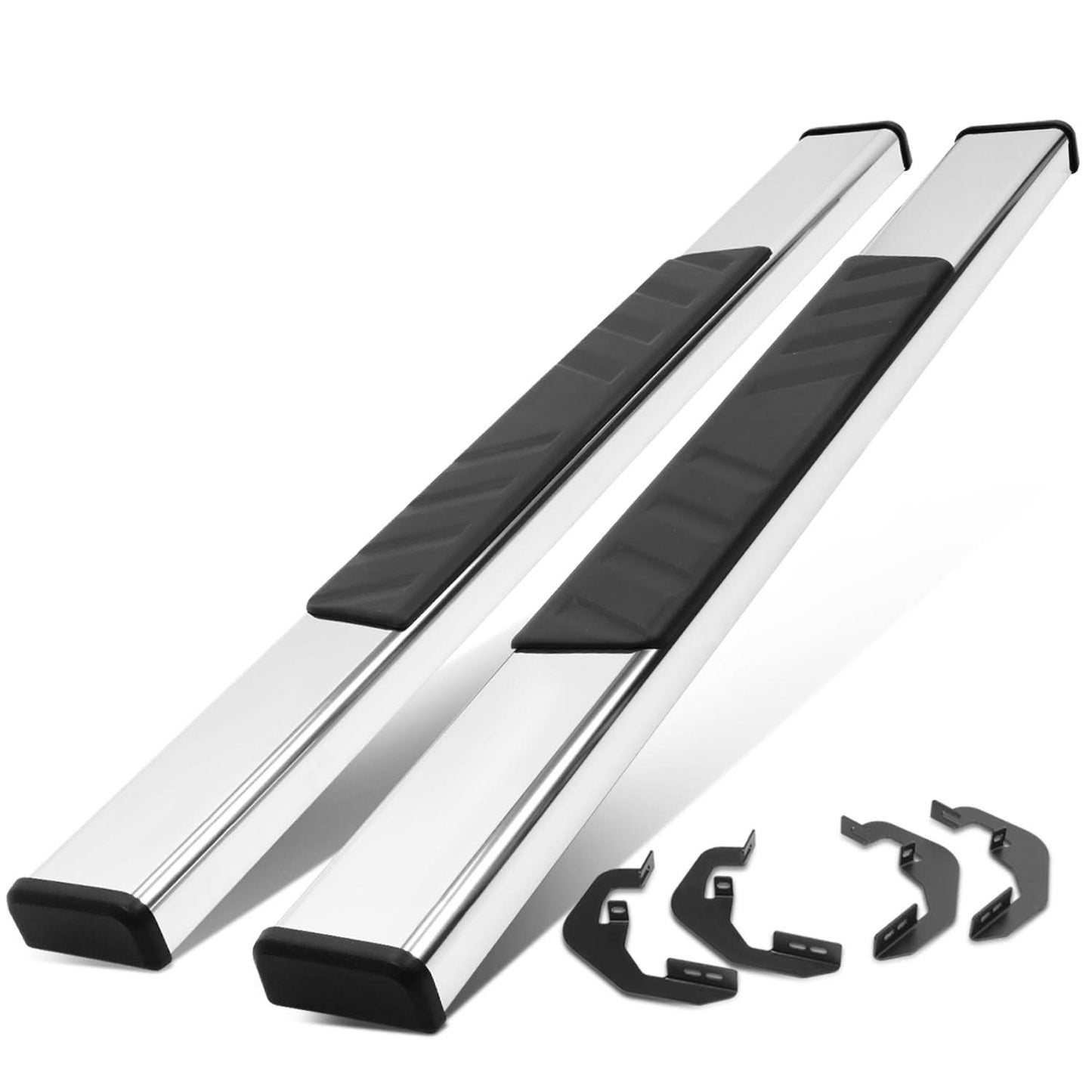 07-19 Chevrolet Silverado GMC Sierra 4.75" Nerf Step Bars Chrome Black