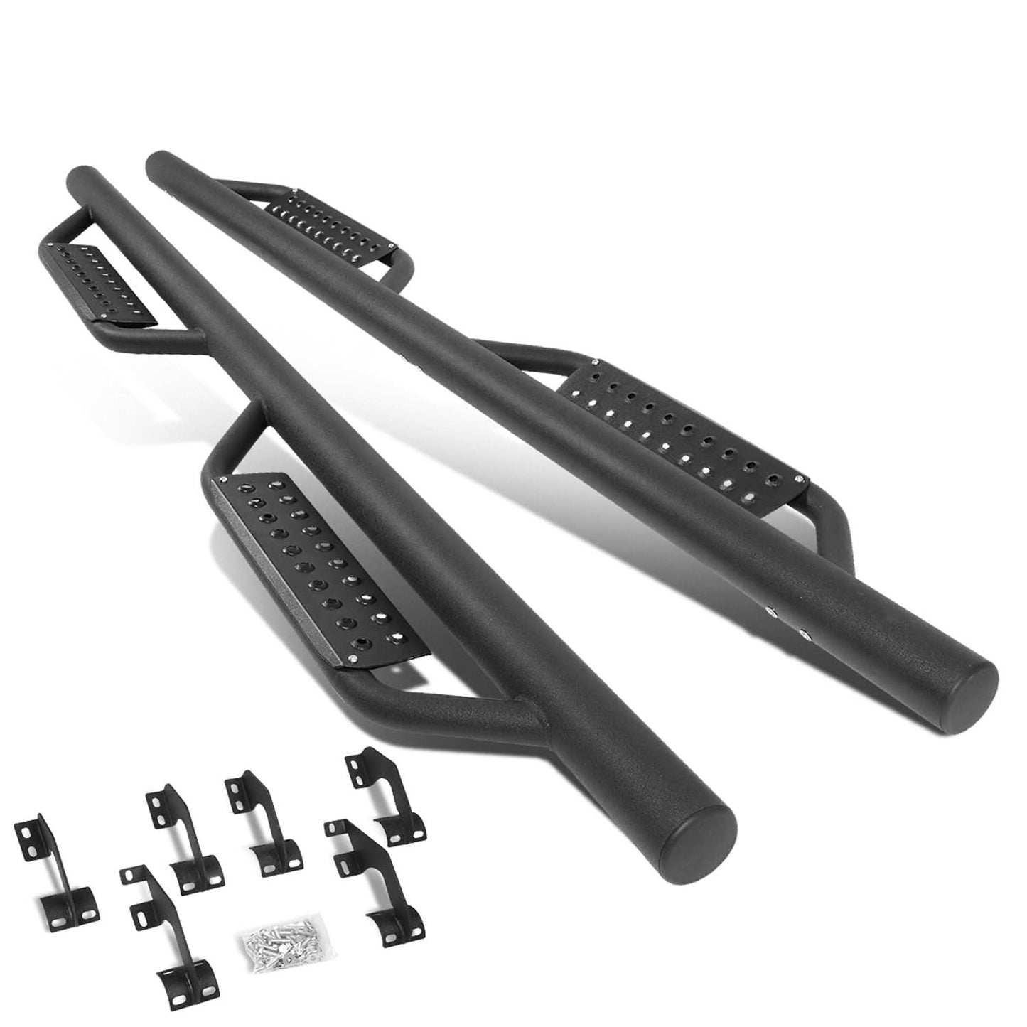 05-21 Toyota Tacoma Double Cab 4.5" Round Drop Step Nerf Bars Black