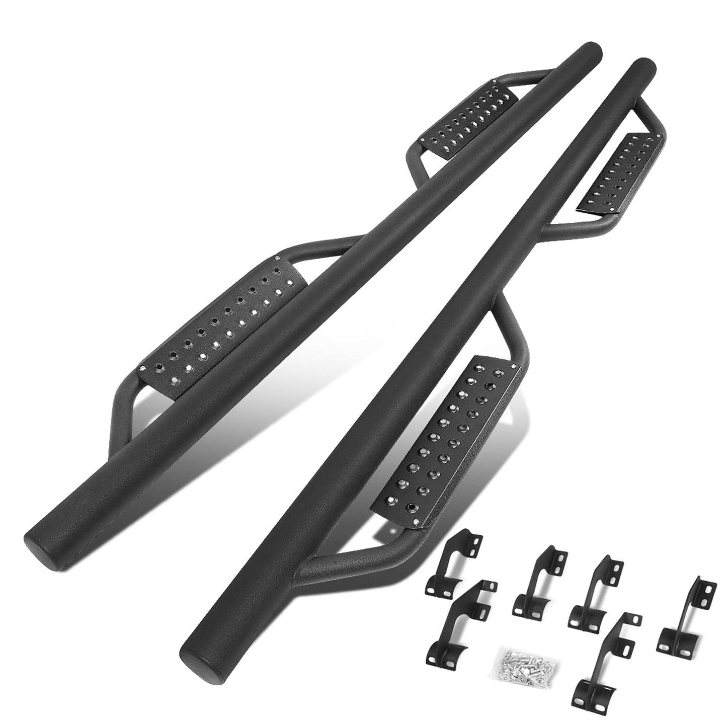 05-21 Toyota Tacoma Double Cab 4.5" Round Drop Step Nerf Bars Black