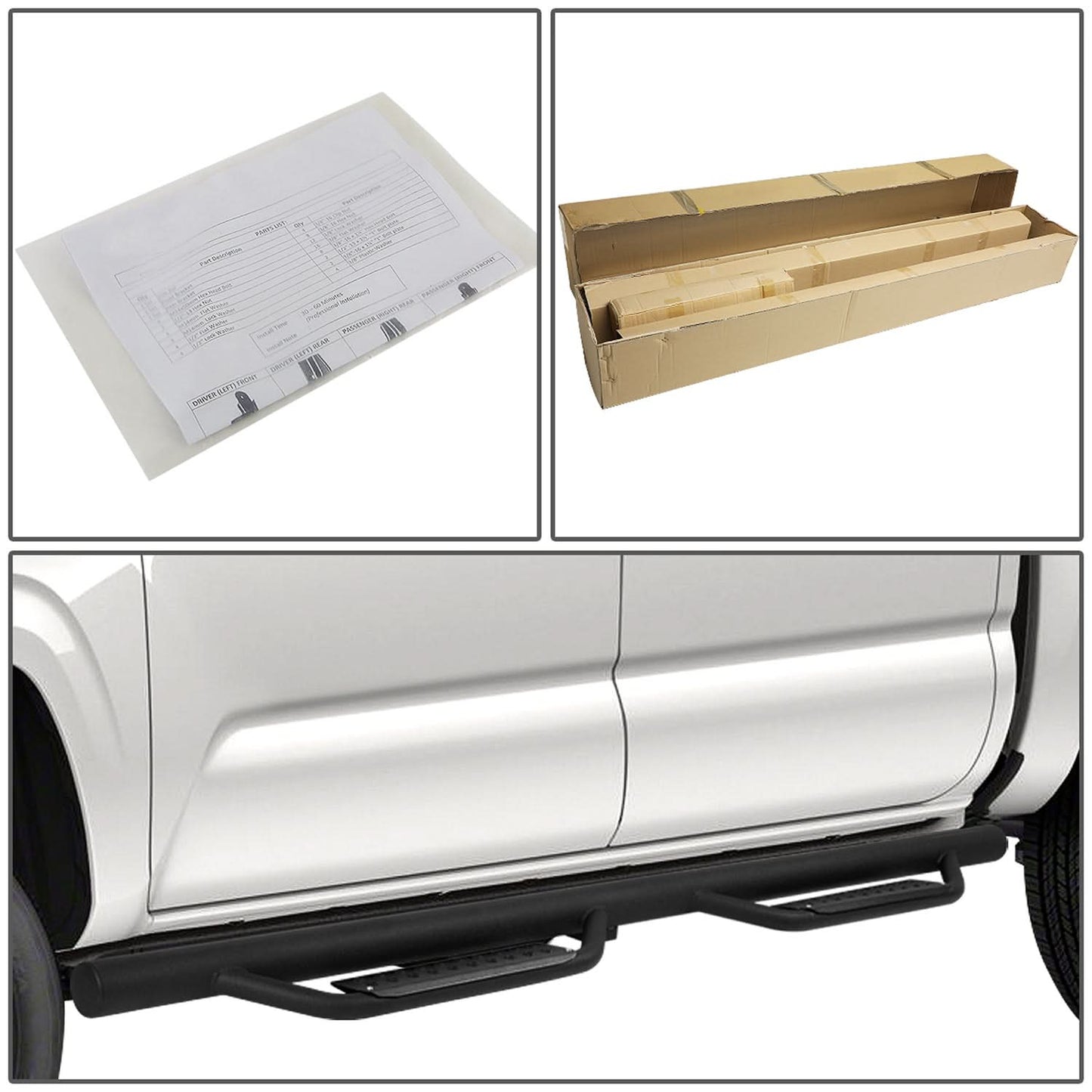 05-21 Toyota Tacoma Double Cab 4.5" Round Drop Step Nerf Bars Black
