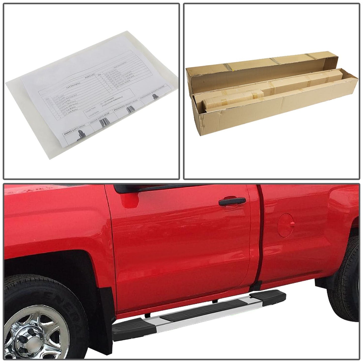 2007-2019 Chevrolet Silverado GMC Sierra 5.25" Nerf Step Bars Chrome