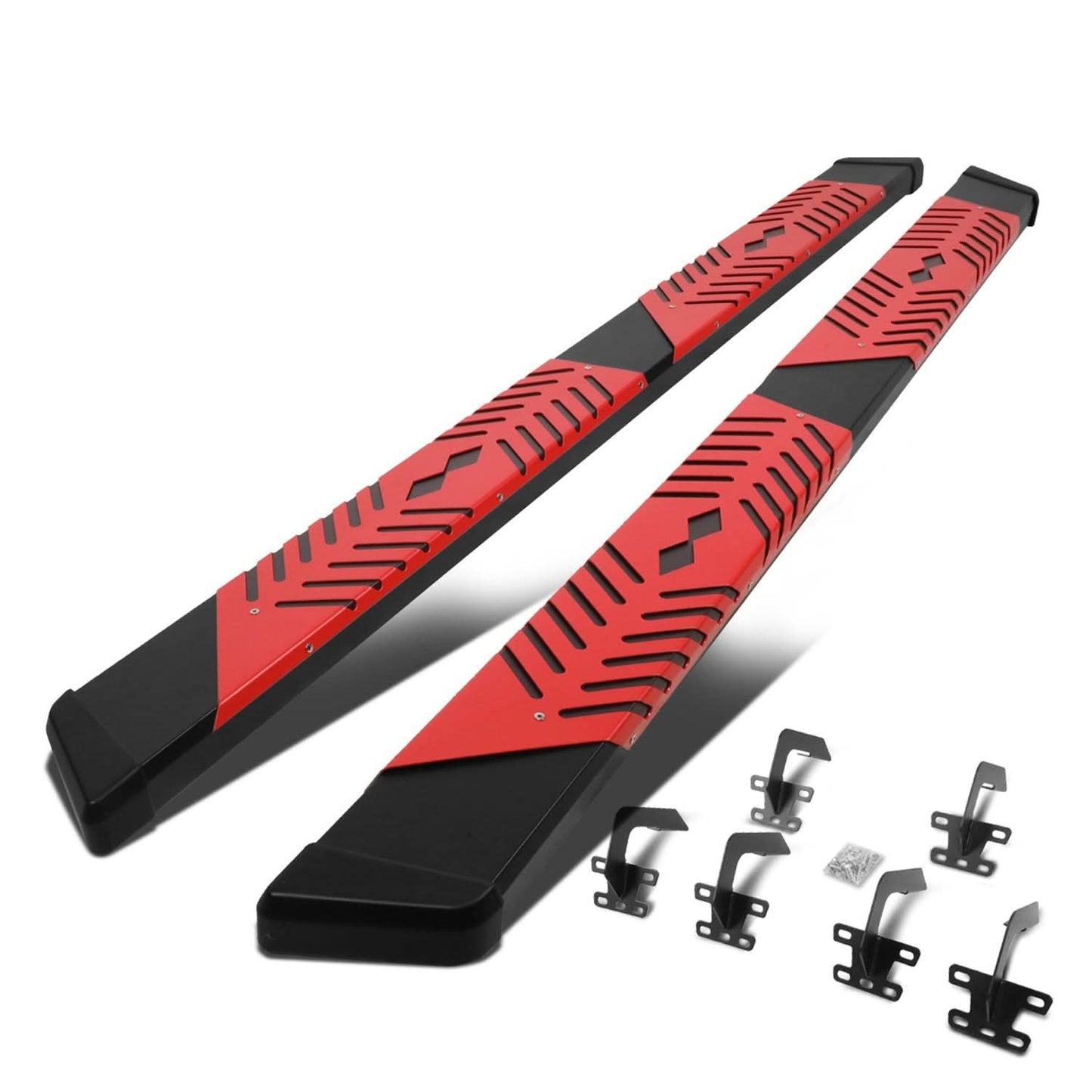 2019-2020 Dodge Ram 1500 Crew Cab 5.5" Nerf Bar Step Bar Black/Red