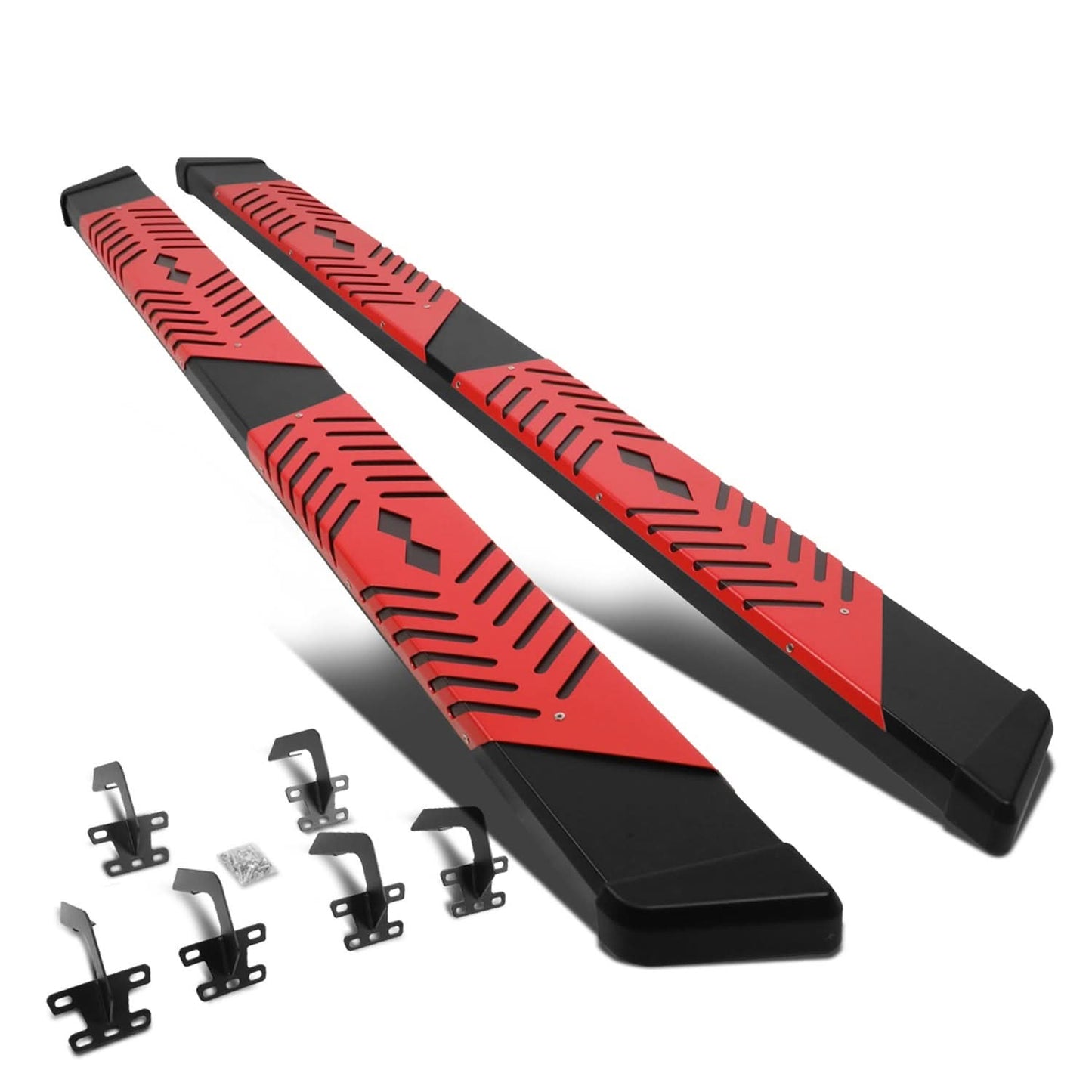 2019-2020 Dodge Ram 1500 Crew Cab 5.5" Nerf Bar Step Bar Black/Red