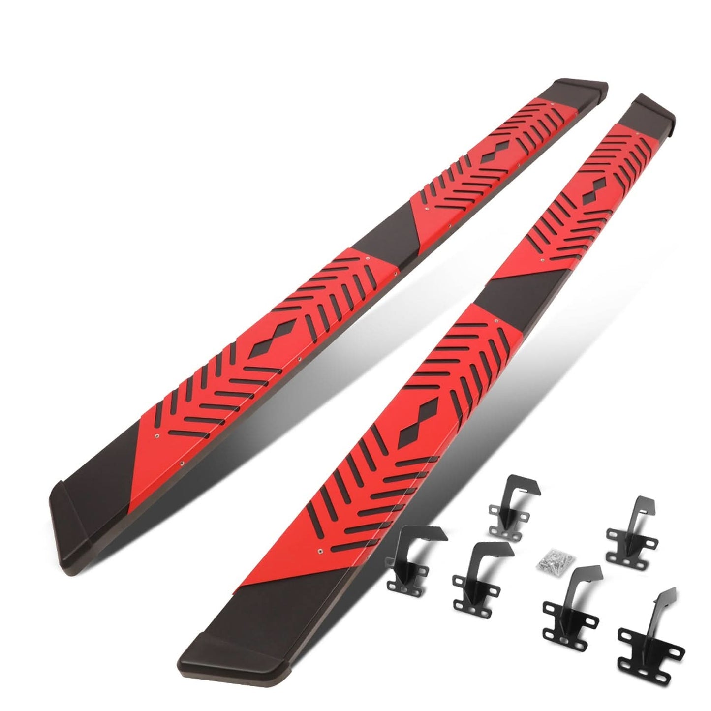 2019-2020 Dodge Ram 1500 Crew Cab 5.5" Nerf Bar Step Bar Black/Red
