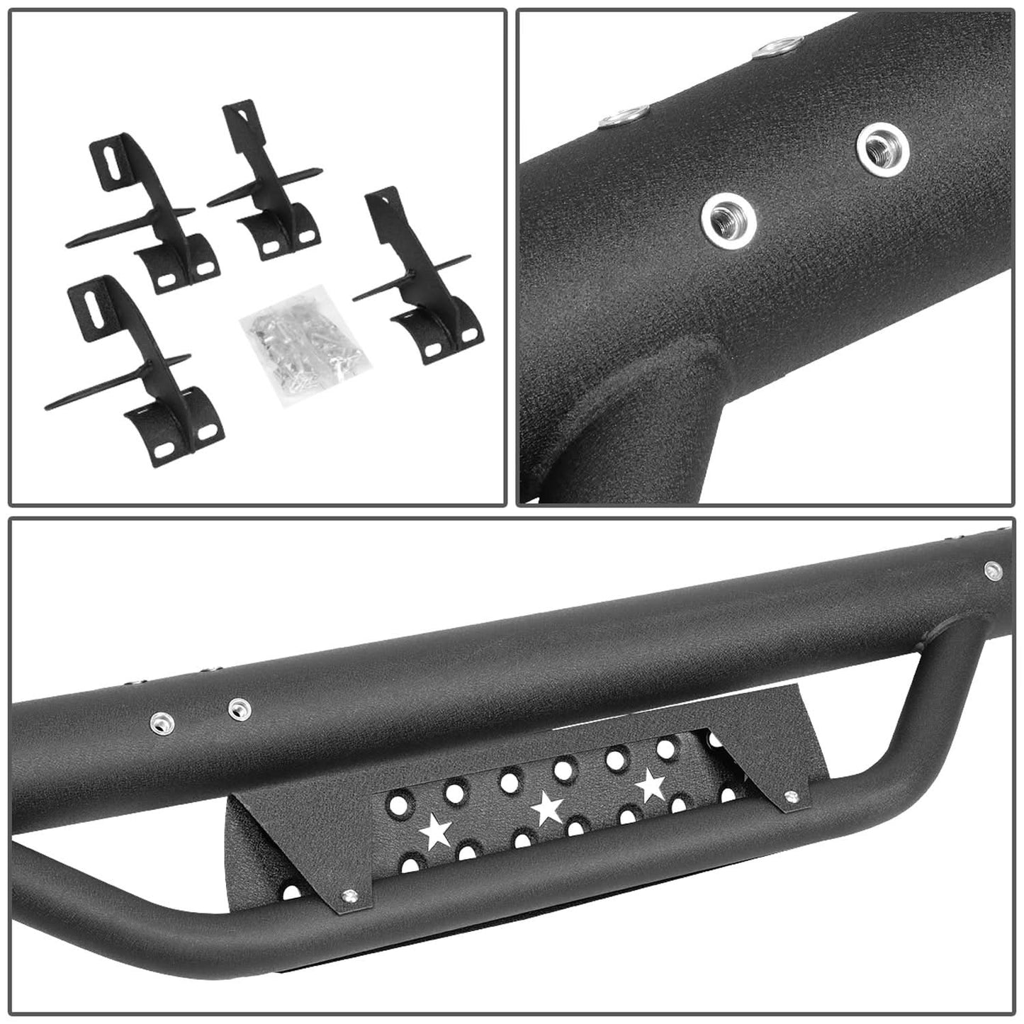 07-18 Jeep Wrangler JK 2-Door 3" Drop Side Nerf Bar Step Bar Black