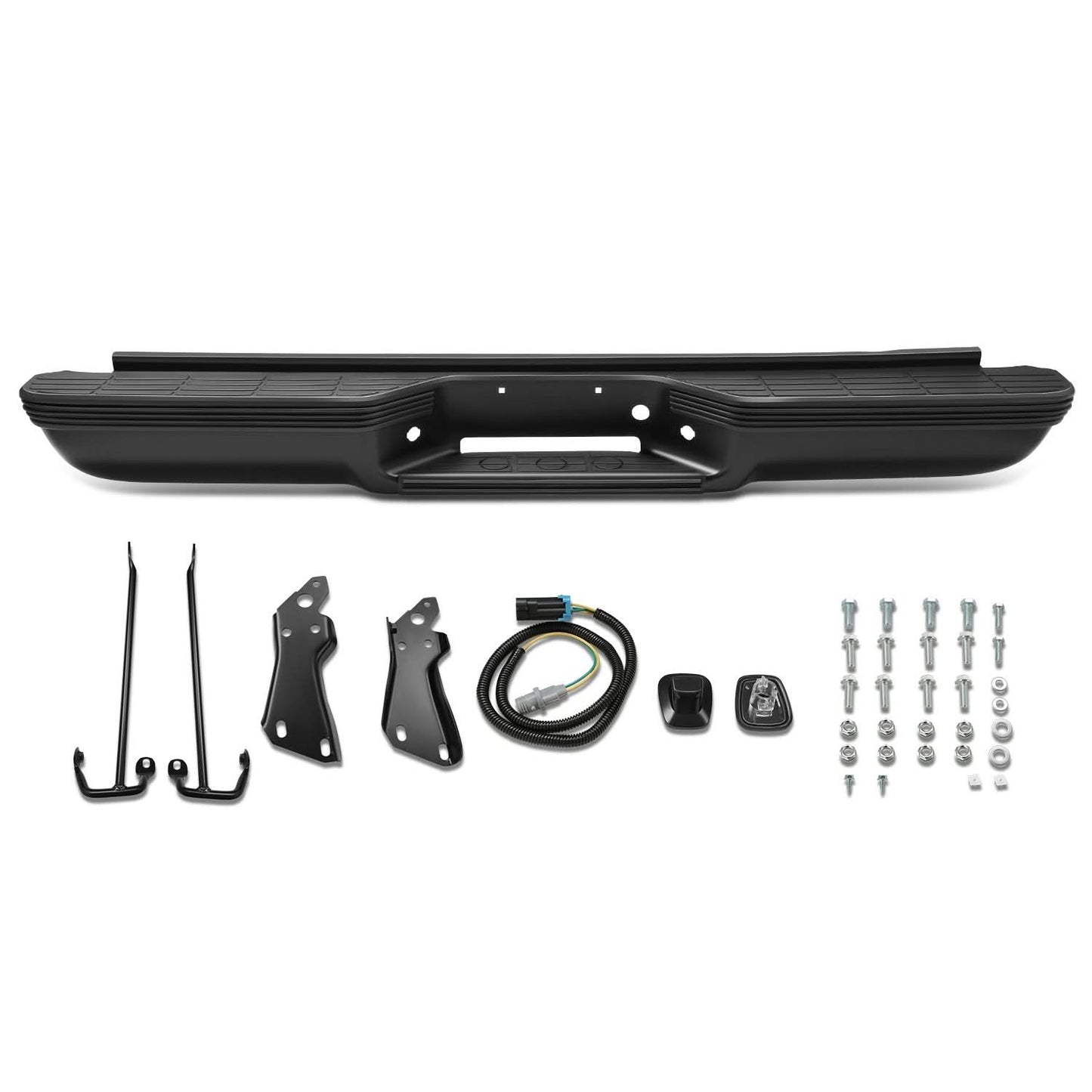 92-99 Chevrolet Suburban Rear Step Bumper - Black with Strip Hole