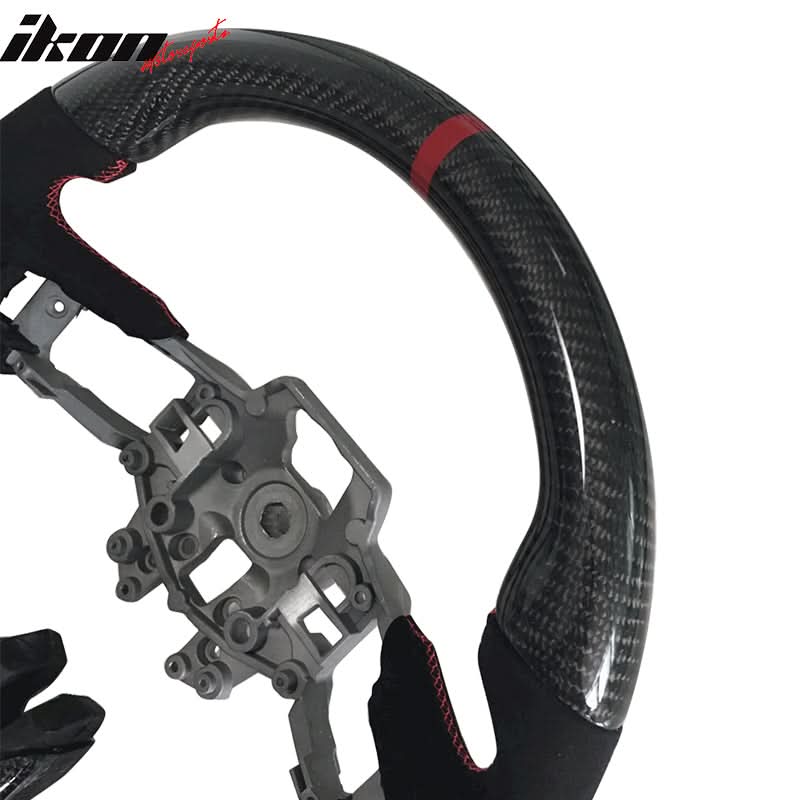 2015-2017Â Ford Mustang V3 Steering WheelMatte CF Synthetic Suede Red R
