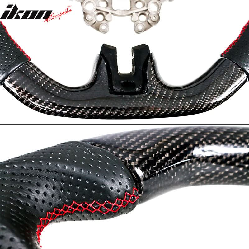 2018-2023 Ford Mustang V1 Steering Wheel w/ Red Stitching Carbon Fiber