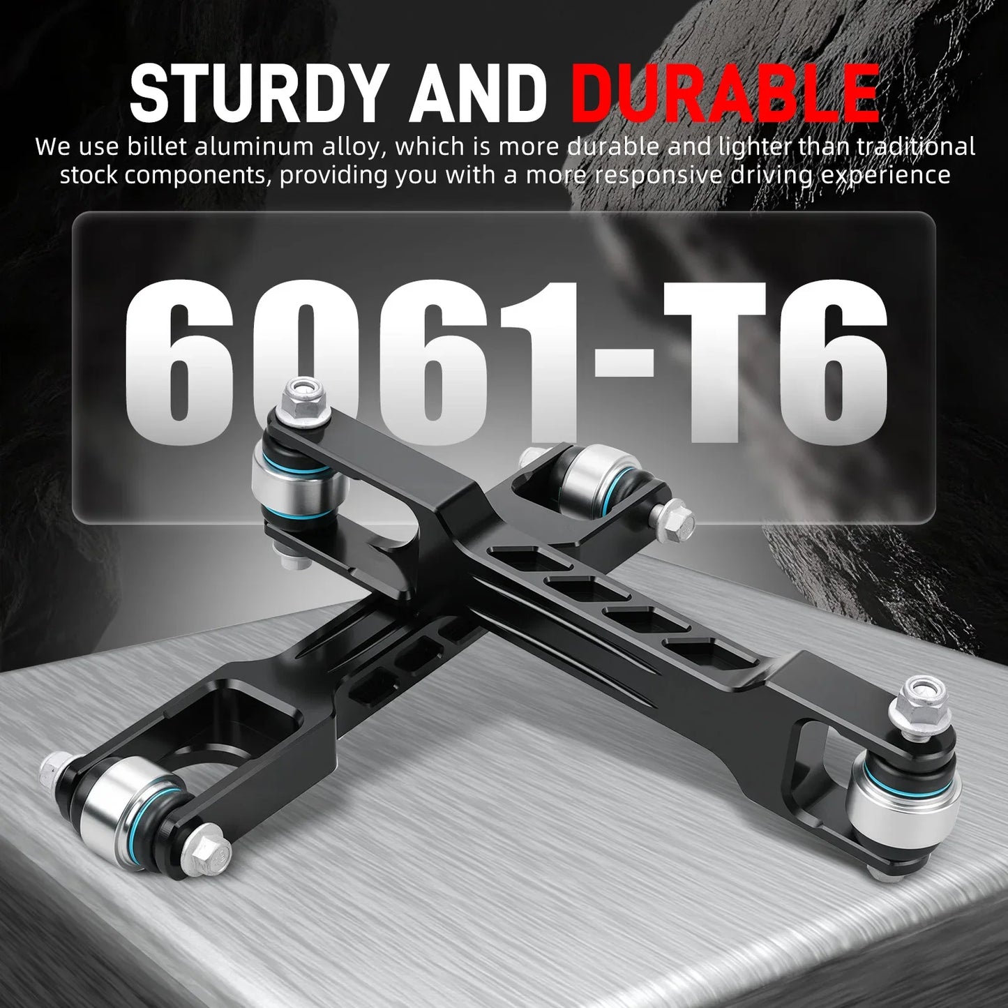BMW E81 / E82 / E87 / E88 1 Series, E90 / E91 / E92 / E93 3 Series & E84 X1 Billet Aluminum Rear Trailing Arm & Monoball Bearing Kit 2005 - 2015 (Replaces 33322406291 / 33326763477 / 33326763092)