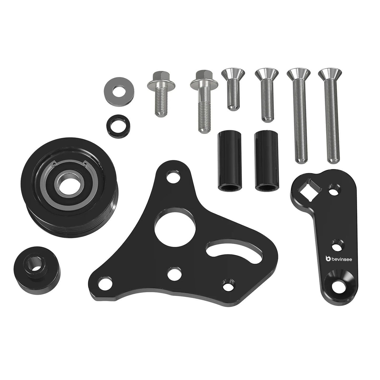 GM LS Truck / SUV Billet Aluminum Manual Belt Tensioner with Pulley for 4.8L / 5.3L / 6.0L / 6.2L Vortec Engines (Gen III / Gen IV / Hummer H2 / H3 / Replaces 12554027 / 12580162 / 12609719)