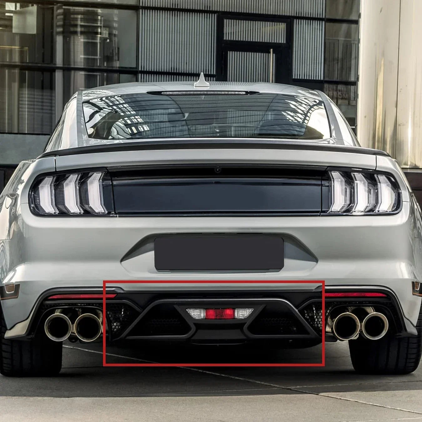 Ford Mustang GT / GT Premium / GT V8 Rear Bumper Diffuser Aero Foil Kit 2018 - 2023 (2-Piece ABS)