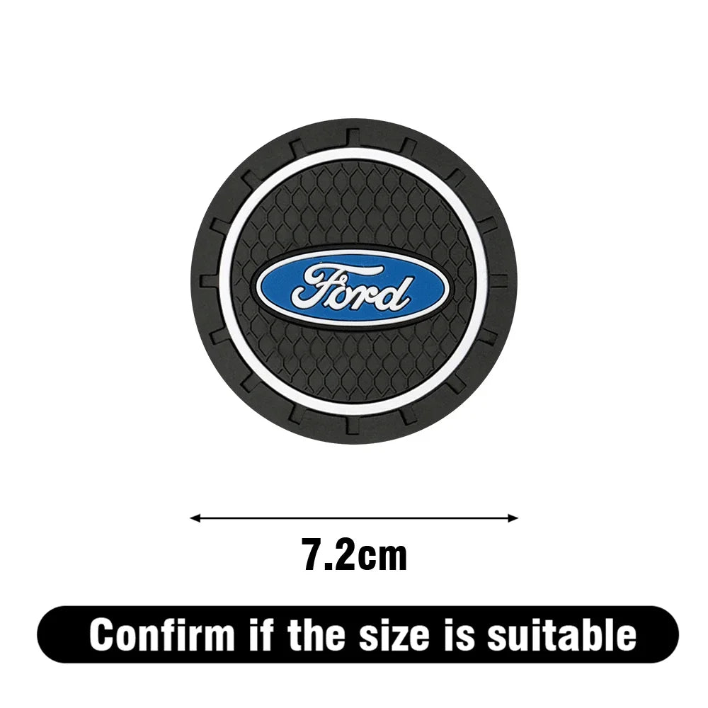 Ford Silicone Anti-Slip Car Coaster / Cup Mat for Focus MK2 / MK3 / MK4 / MK5, Fiesta MK7, Mondeo MK4 & Fusion (1-2 Piece Set)