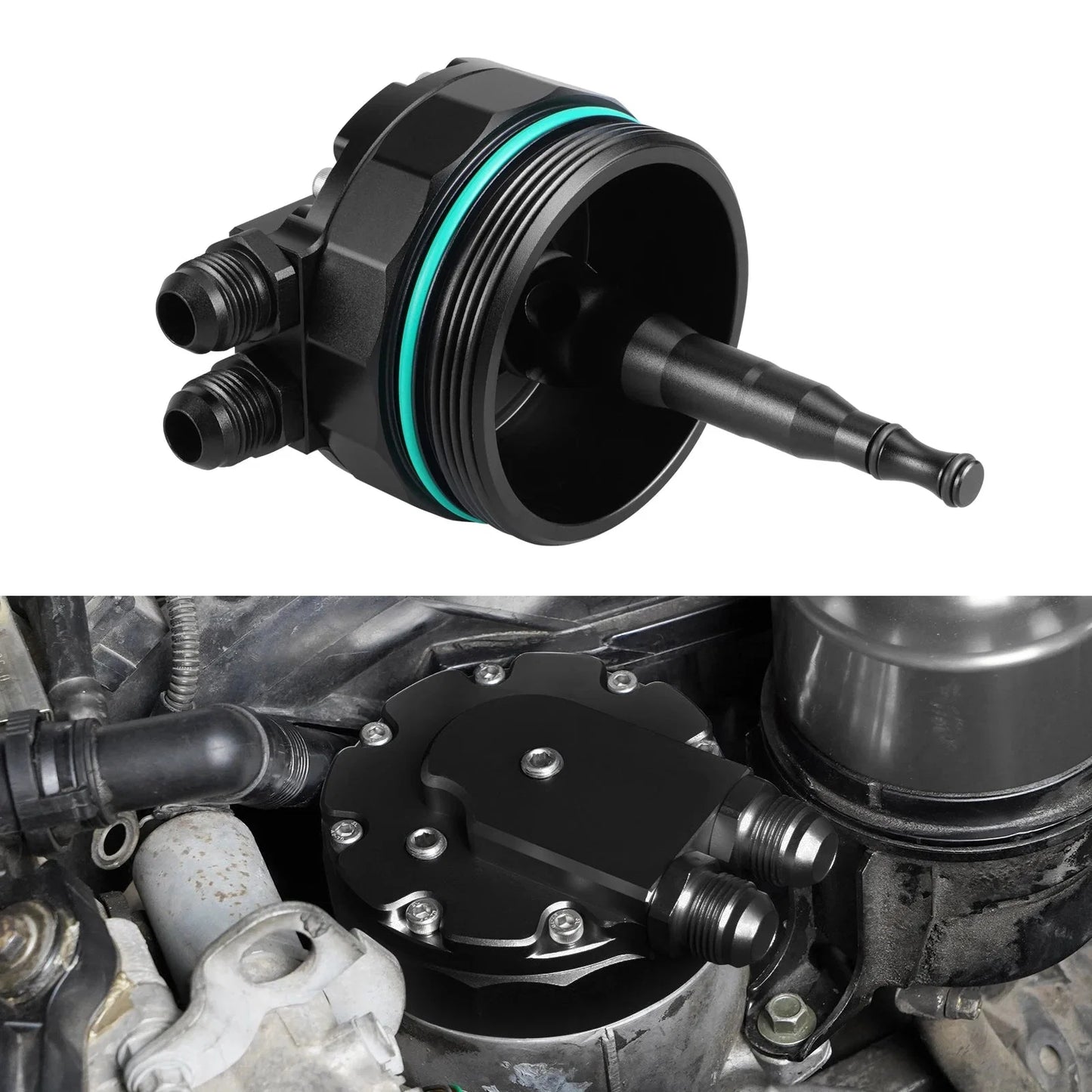 BMW M52 M54 Oil Filter Cap Adapter for External Oil Cooler (AN10 Ports)