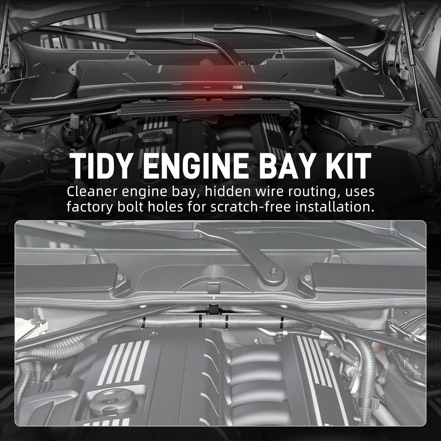 BMW Engine Bay Harness Mount Bracket – Clean Wire Tuck Upgrade (E90 E92 E87 E82 2005–2013)