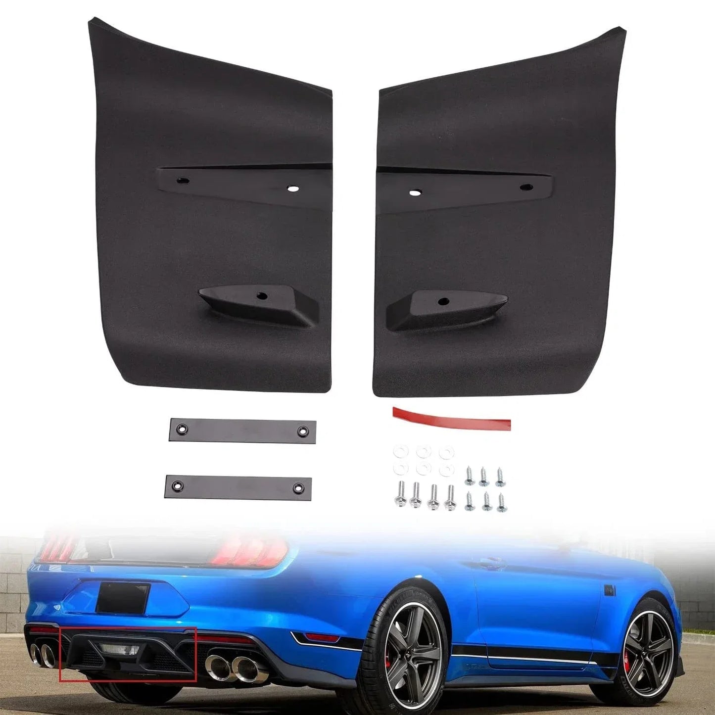 Ford Mustang GT / GT Premium / GT V8 Rear Bumper Diffuser Aero Foil Kit 2018 - 2023 (2-Piece ABS)