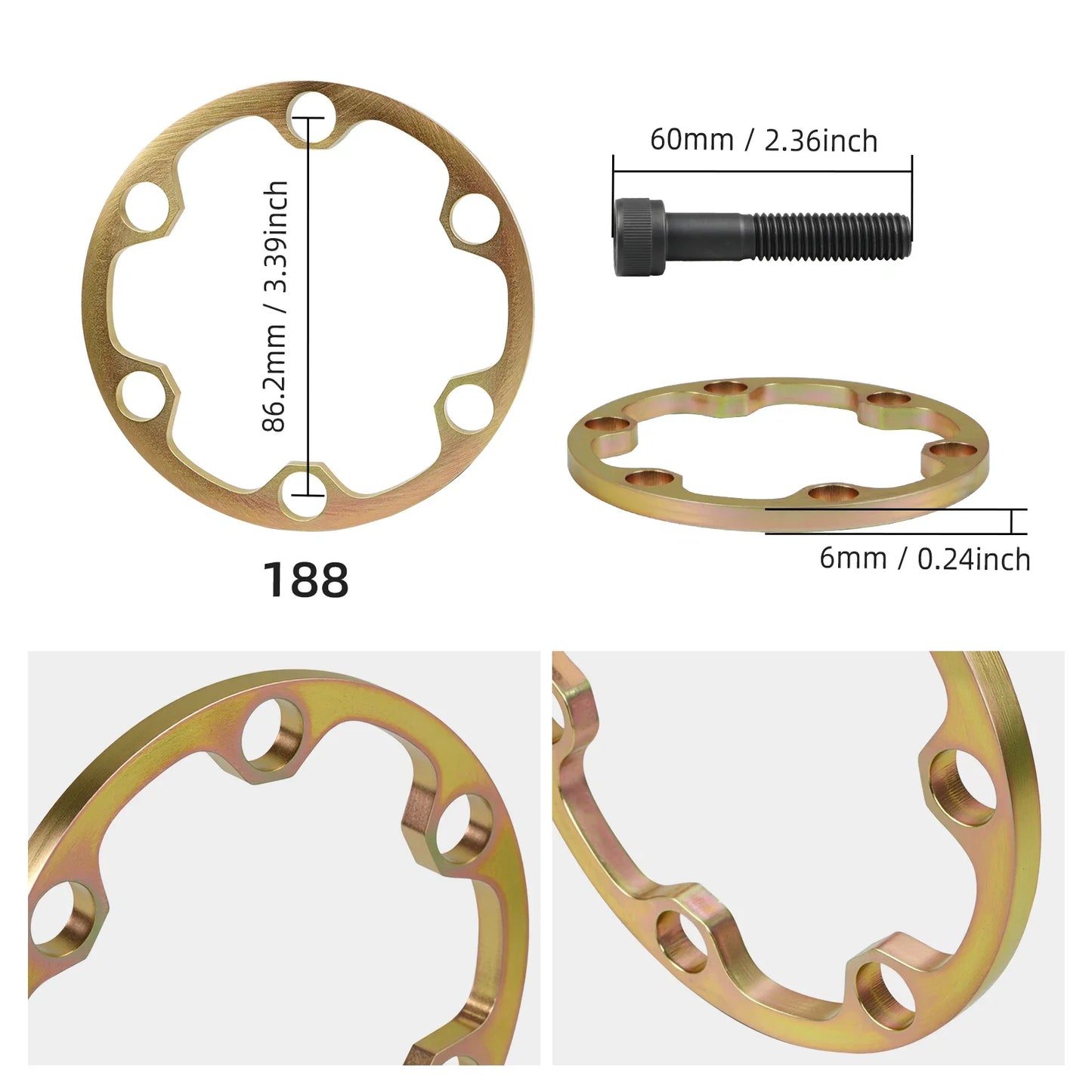 BMW E30 / E36 / E46 / E90 / E91 / E92 / E93 3 Series & E85 Z4 6mm Driveshaft Spacer Kit for Lowered Suspension 1986 - 2012 (188 Differential / Non-M)