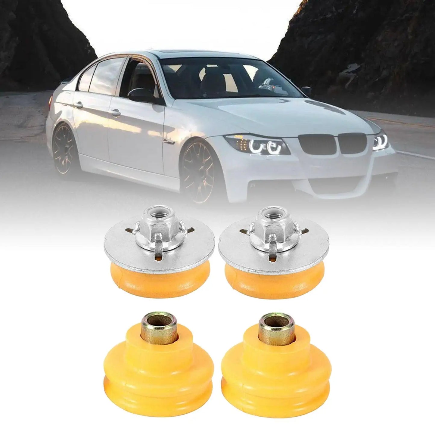 BMW E81 / E82 / E87 / E88 1 Series & E90 / E91 / E92 / E93 3 Series Rear Shock Mount Set 4-Piece (Replaces 33506771738 / 33506771737)