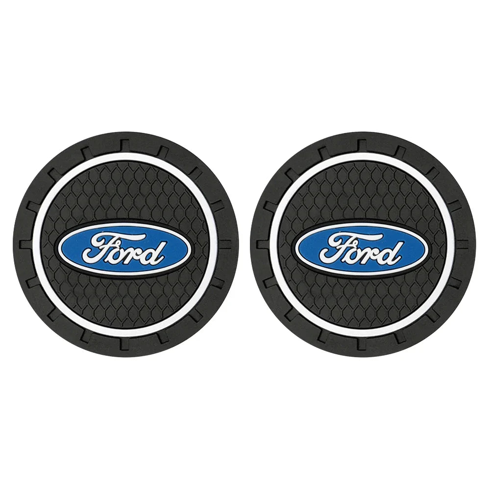Ford Silicone Anti-Slip Car Coaster / Cup Mat for Focus MK2 / MK3 / MK4 / MK5, Fiesta MK7, Mondeo MK4 & Fusion (1-2 Piece Set)