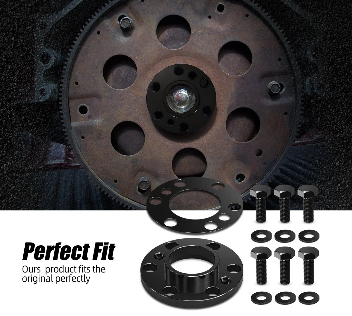 LS Short Crank Flexplate Spacer with Bolts for LS1 / LS2 / LS3 / LS6 / LS7 & GM 5.3L / 5.7L / 6.0L / 6.2L to SBC Transmission Adapter (Replaces 12563532 / 12563533)