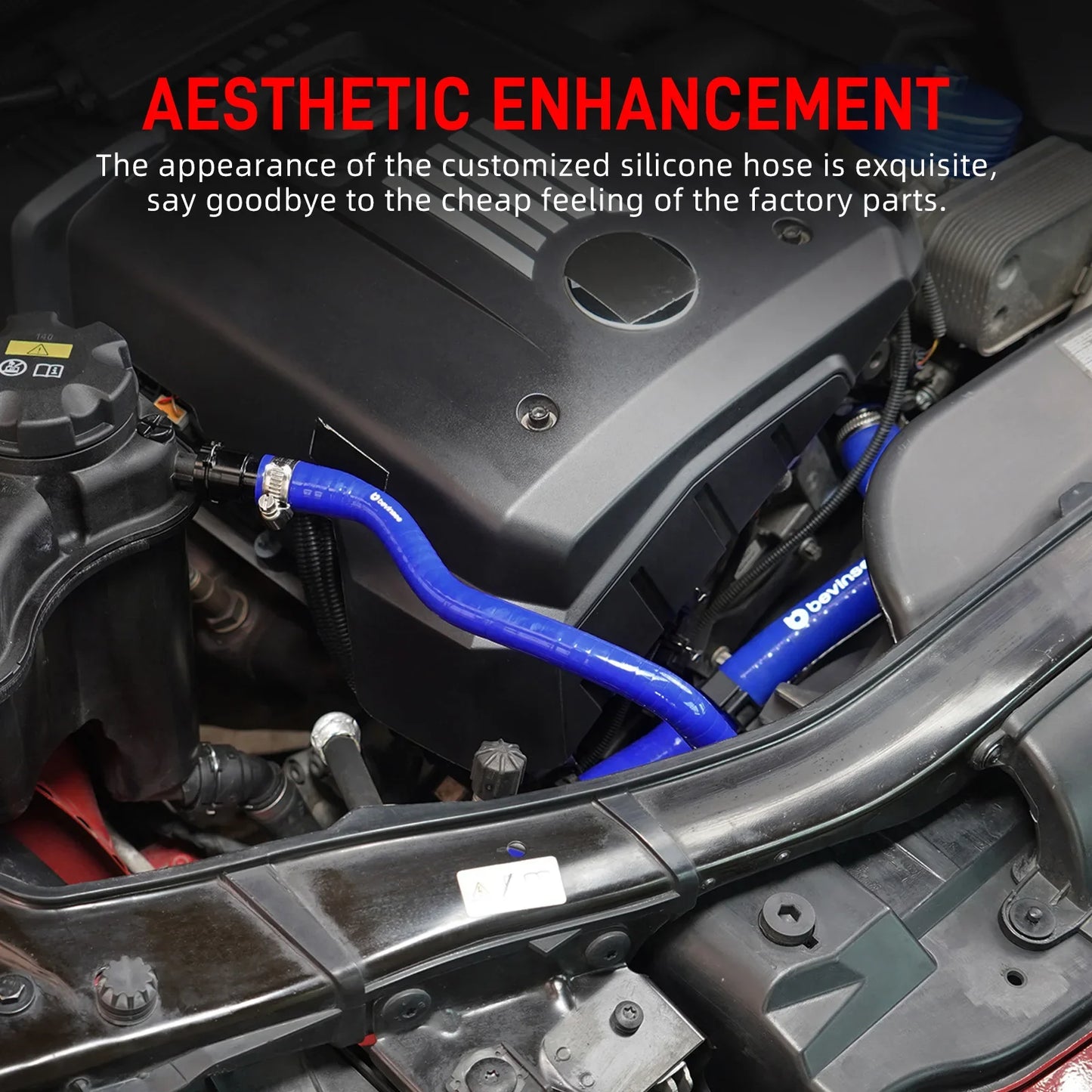 BMW 1 Series E81 E82 E87 E88 / 3 Series E90 E91 E92 E93 / X1 E84 N52 Silicone Coolant Expansion Tank Hose & Aluminum Flange Kit 2005 - 2013