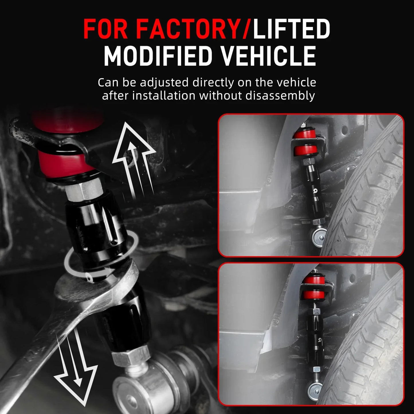 Toyota 4Runner & FJ Cruiser Billet Aluminum Adjustable Rear Sway Bar End Link Kit 2003 - 2024 (137.5mm - 180mm Adjustable Length / Replaces 48830-60030)