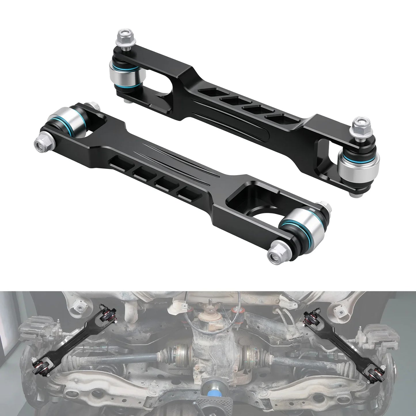 BMW E81 / E82 / E87 / E88 1 Series, E90 / E91 / E92 / E93 3 Series & E84 X1 Billet Aluminum Rear Trailing Arm & Monoball Bearing Kit 2005 - 2015 (Replaces 33322406291 / 33326763477 / 33326763092)