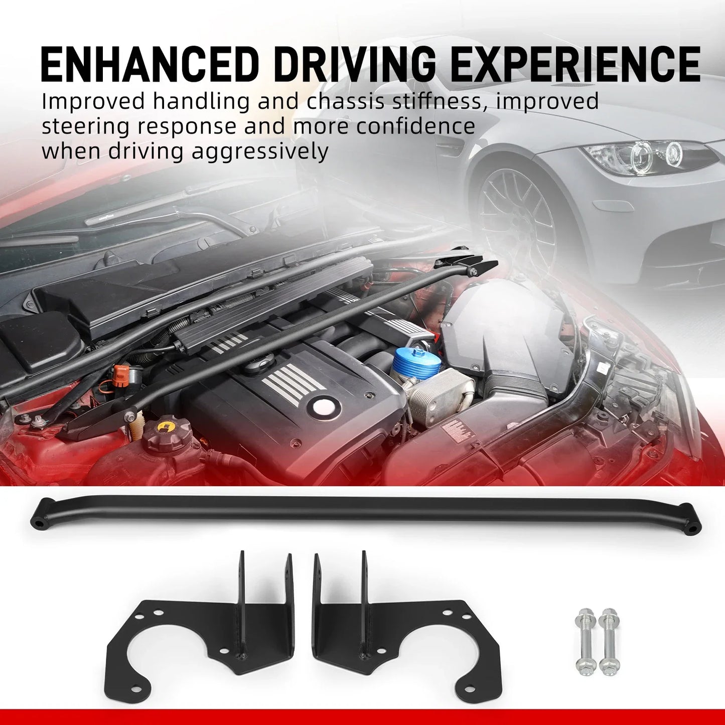 BMW E90 / E91 / E92 / E93 3 Series Front Upper Suspension Strut Tower Bar Brace 2005 - 2013 (323i / 325i / 328i / 330i / Excludes M / Diesel / 335 Models)