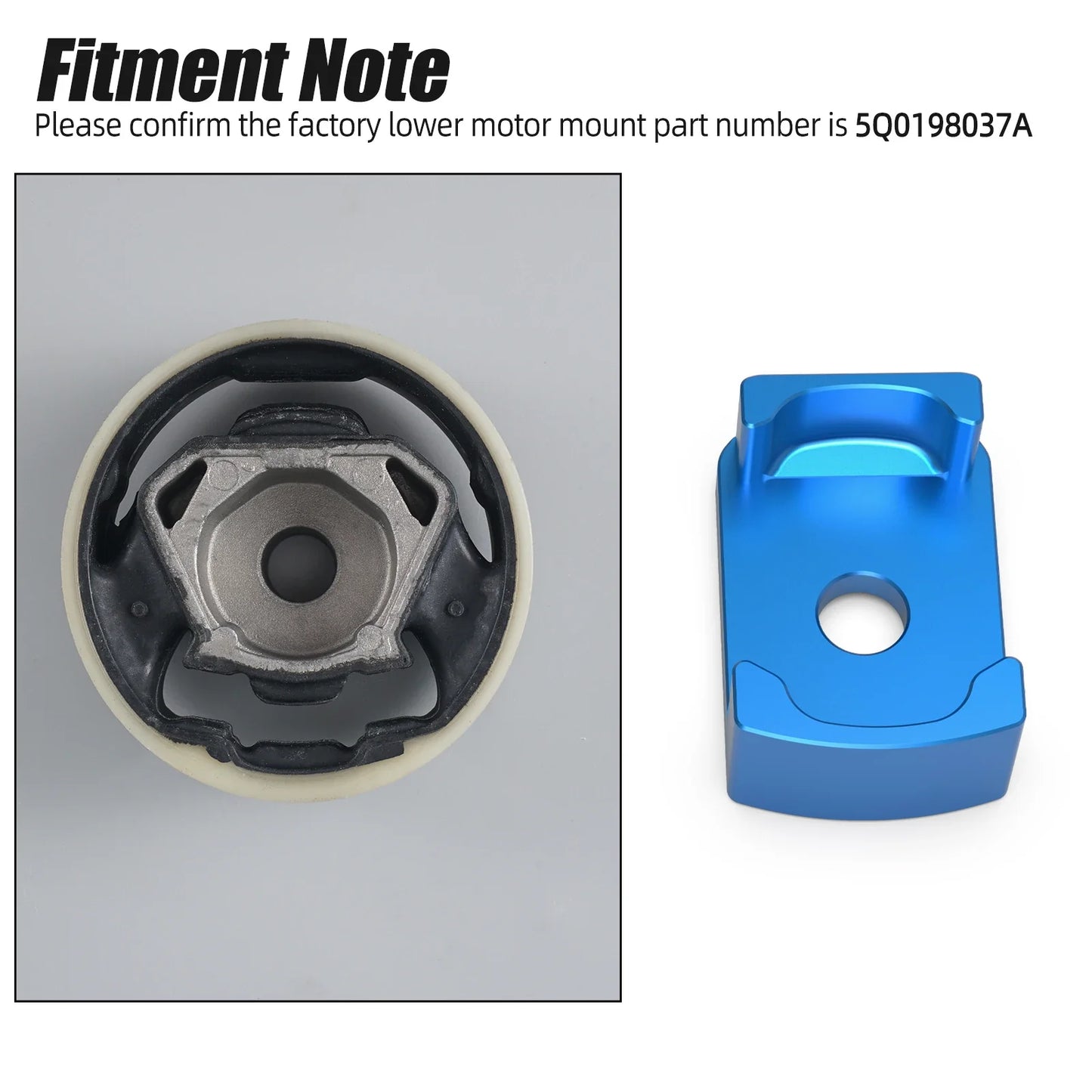 VW Golf MK5 / MK6 / Tiguan / Touran / Caddy & Audi A3 8P, SEAT Altea / Leon & Skoda Octavia Billet Aluminum Lower Engine Mount (Dogbone) Insert 2007 - 2018 (Replaces 1K0199867Q)