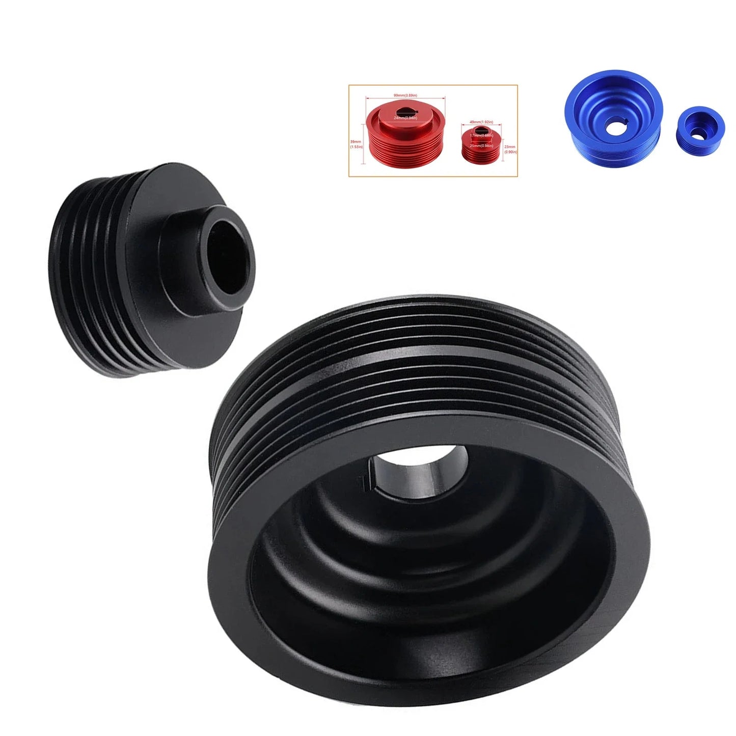 Subaru Impreza WRX / STi EJ20 / EJ25 2.0L / 2.5L Lightweight Aluminum Crankshaft Pulley 2002 - 2007 (Version 7 / 8 / 9 / Blue / Red / Black)