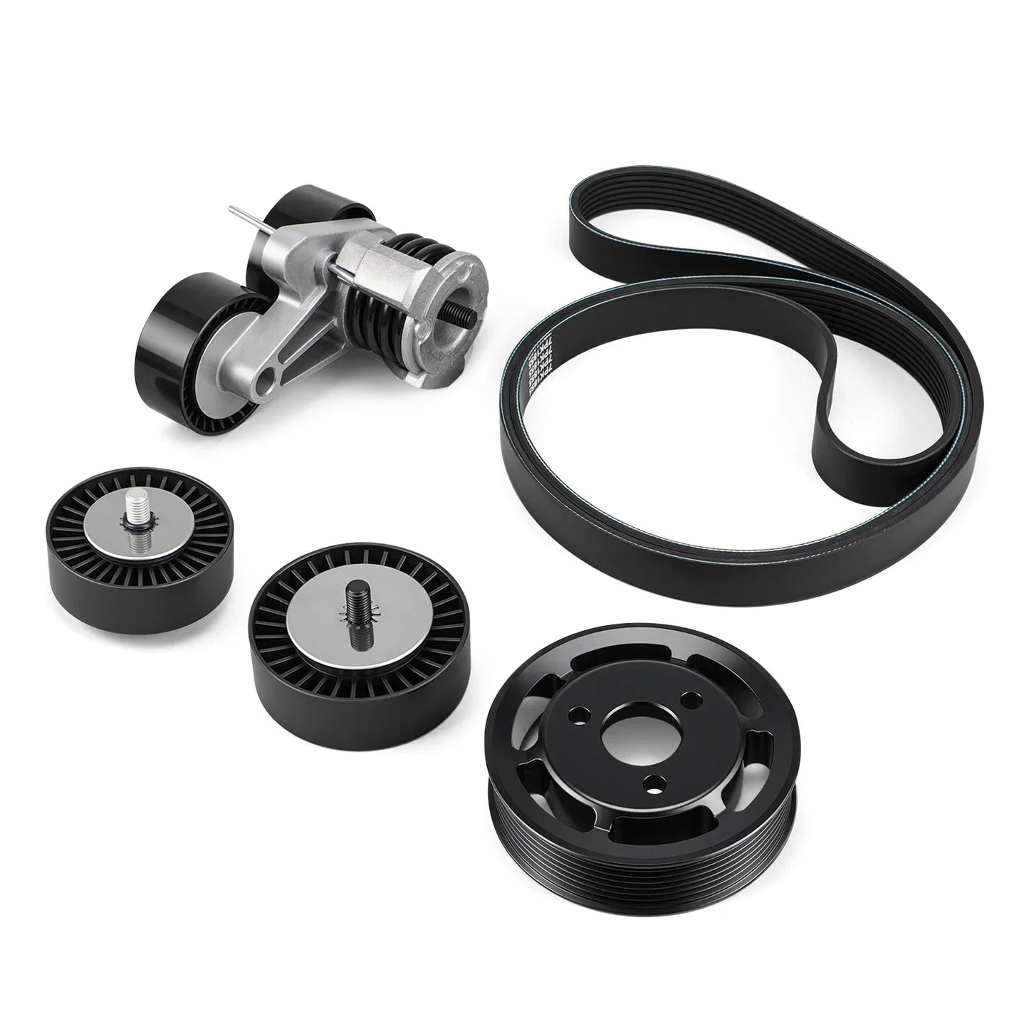 BMW N54 Engine Drive Belt Tensioner & Idler Pulley Kit with Billet Aluminium Power Steering Pulley for E82 / E88 135i & E90 / E91 / E92 / E93 335i / 335xi 2007 - 2010
