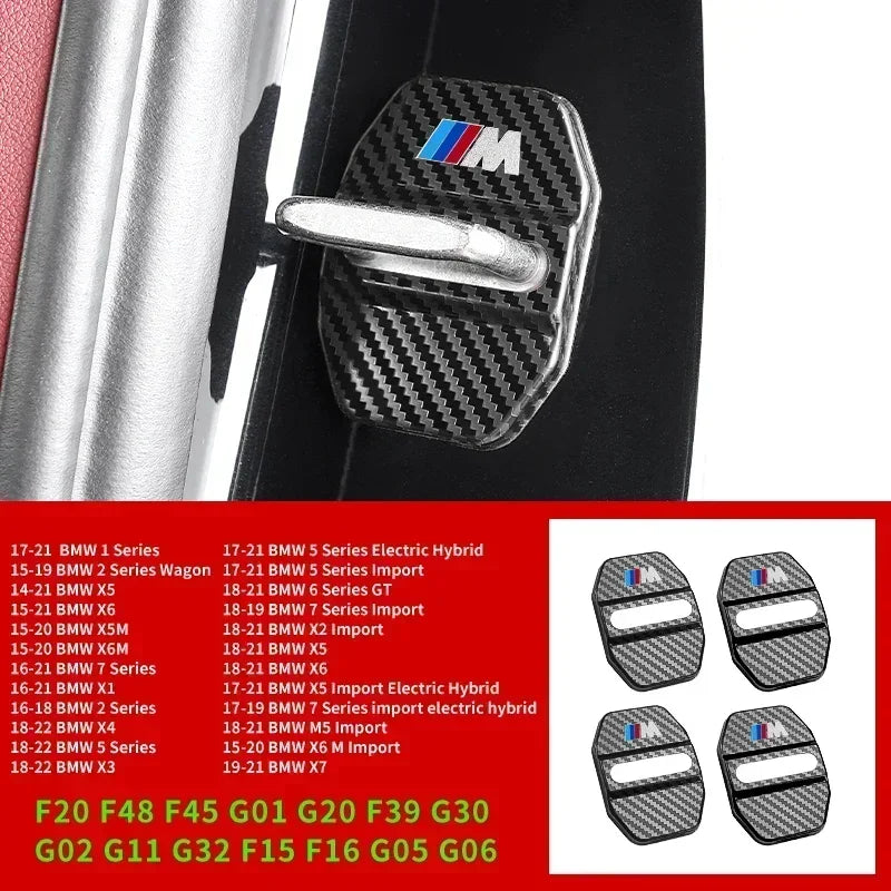 BMW Carbon Fiber Car Door Lock Cover Sticker Set (4-Piece) for E30 / E36 / E39 / E46 / E60 / E70 / E87 / E90 / E91 / F10 / F20 / F30
