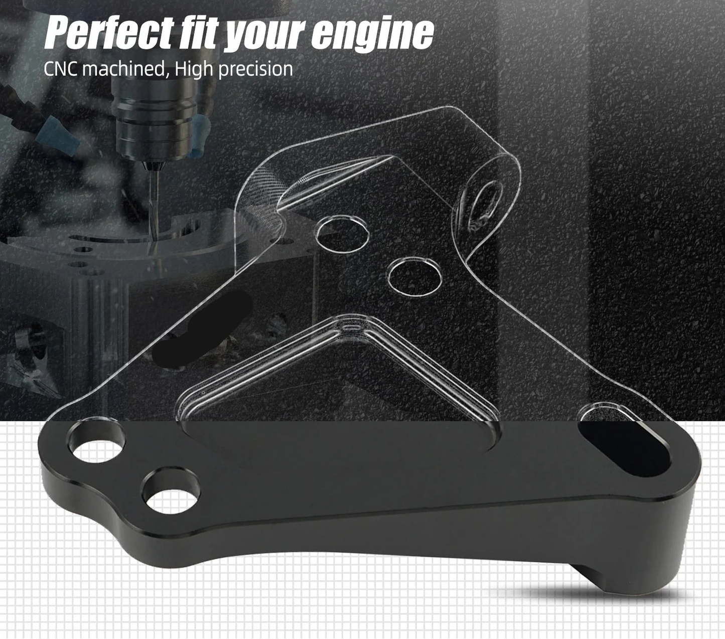 Honda Civic Si / CR-V / K-Swap K20 K24 Black Billet Aluminum K-Series Engine Block Bracket Passenger Side 2002 - 2006