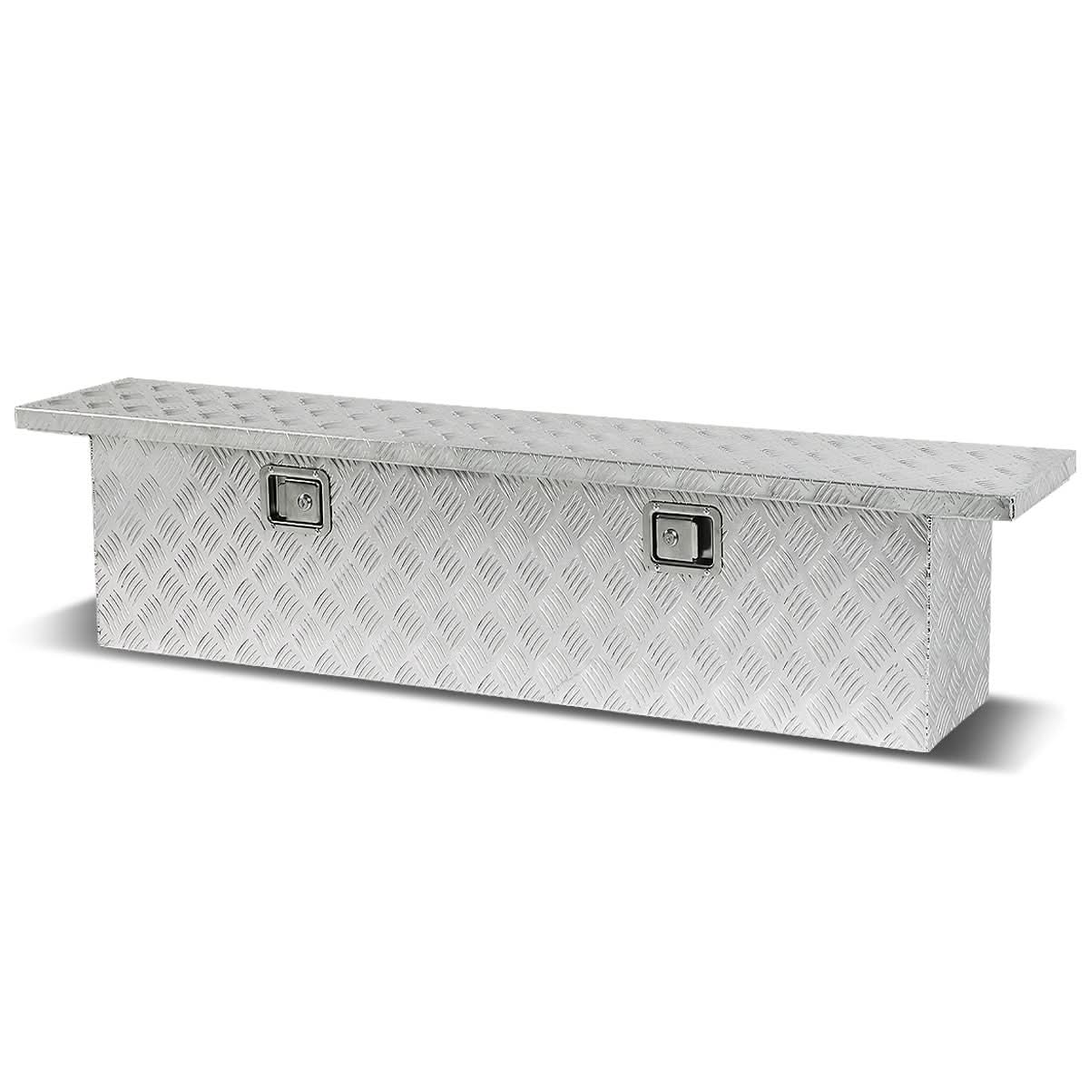 69" Aluminum Crossover Truck Tool Box with Lock and Key - Silver