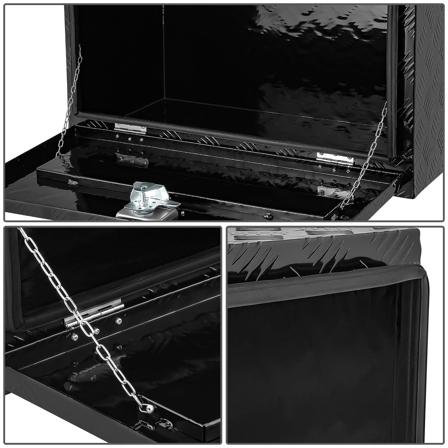 Universal Truck Trailer Aluminum Tool Box 30x18x17 w/ Lock Diamond Tread