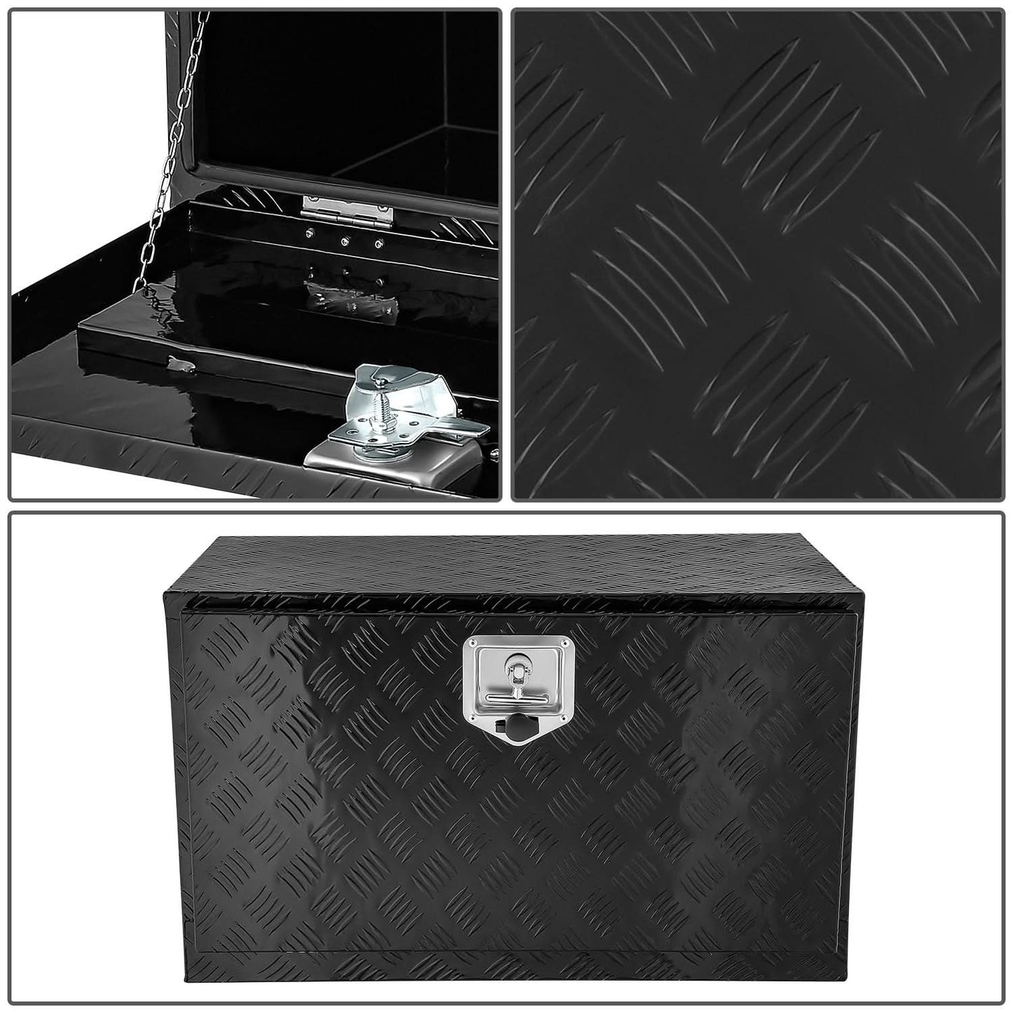 Universal Truck Trailer Aluminum Tool Box 30x18x17 w/ Lock Diamond Tread