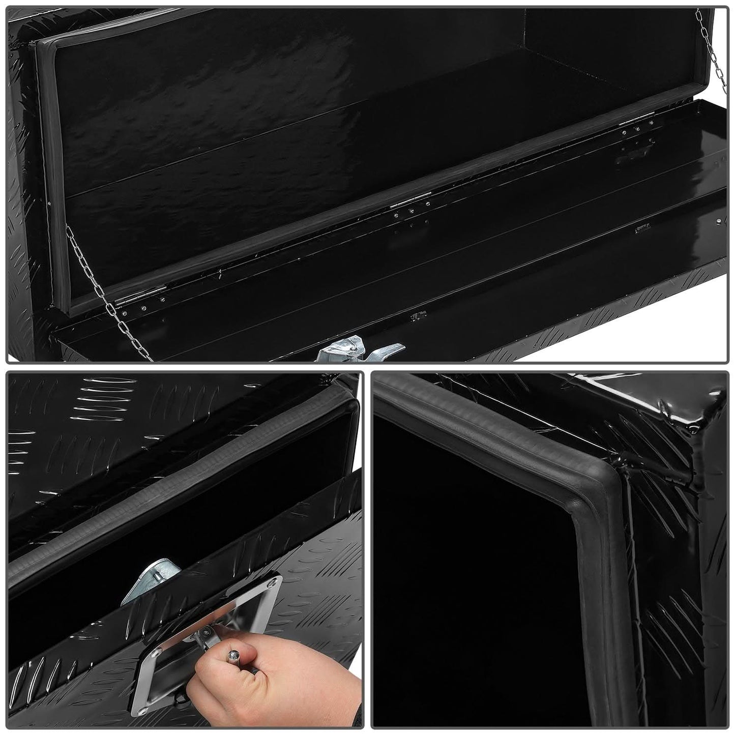 Universal Truck Trailer Diamond Tread Tool Box with Lock 47x18x18 Aluminum